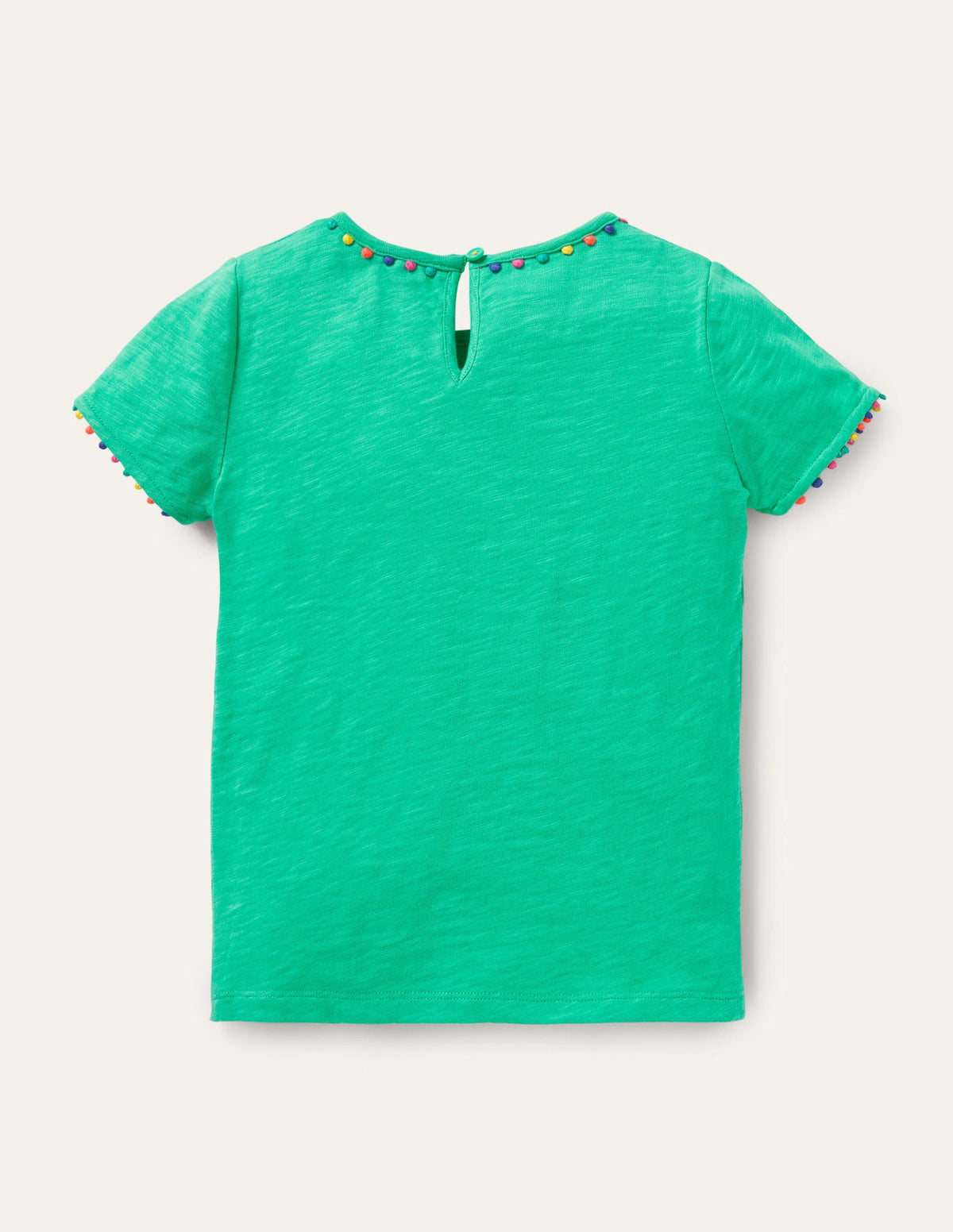 T-shirt Charlie en jersey à pompons-Vert tropical - Image 2
