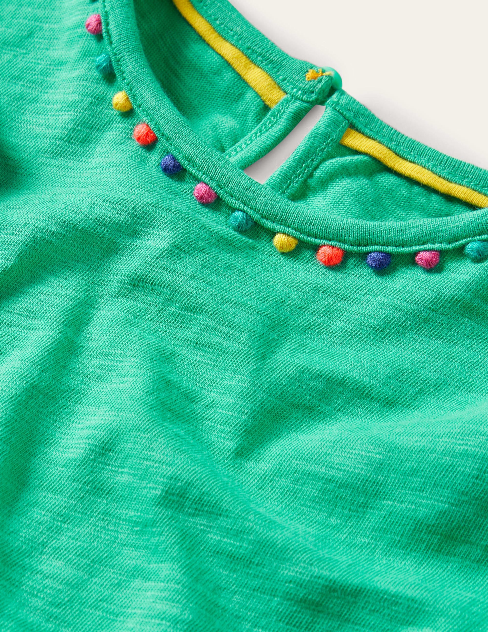 T-shirt Charlie en jersey à pompons-Vert tropical - Image 3