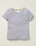 Charlie Jersey-T-Shirt mit Bommeln-Dunkles Segelblau/Naturweiß