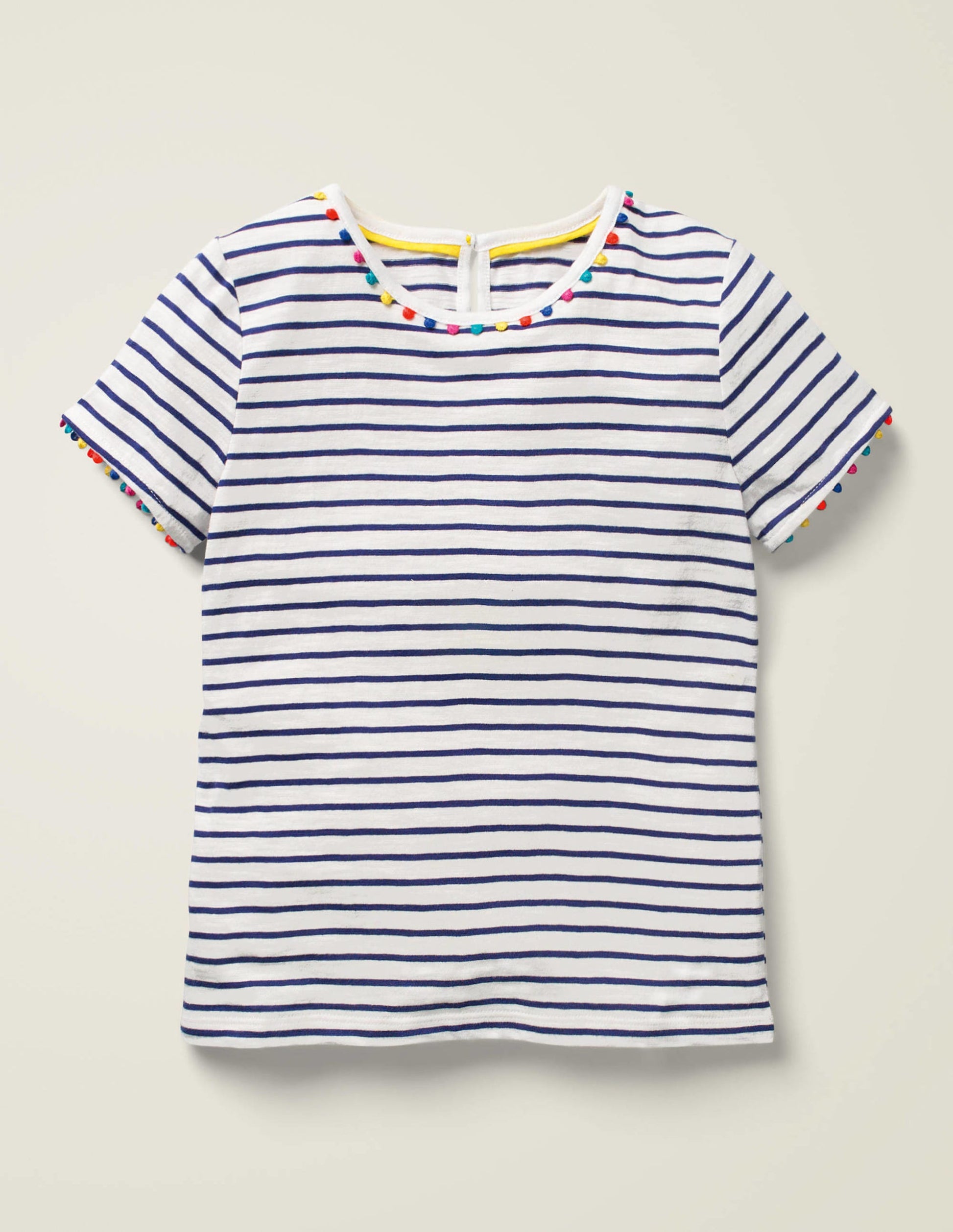 Charlie Jersey-T-Shirt mit Bommeln-Dunkles Segelblau/Naturweiß-1