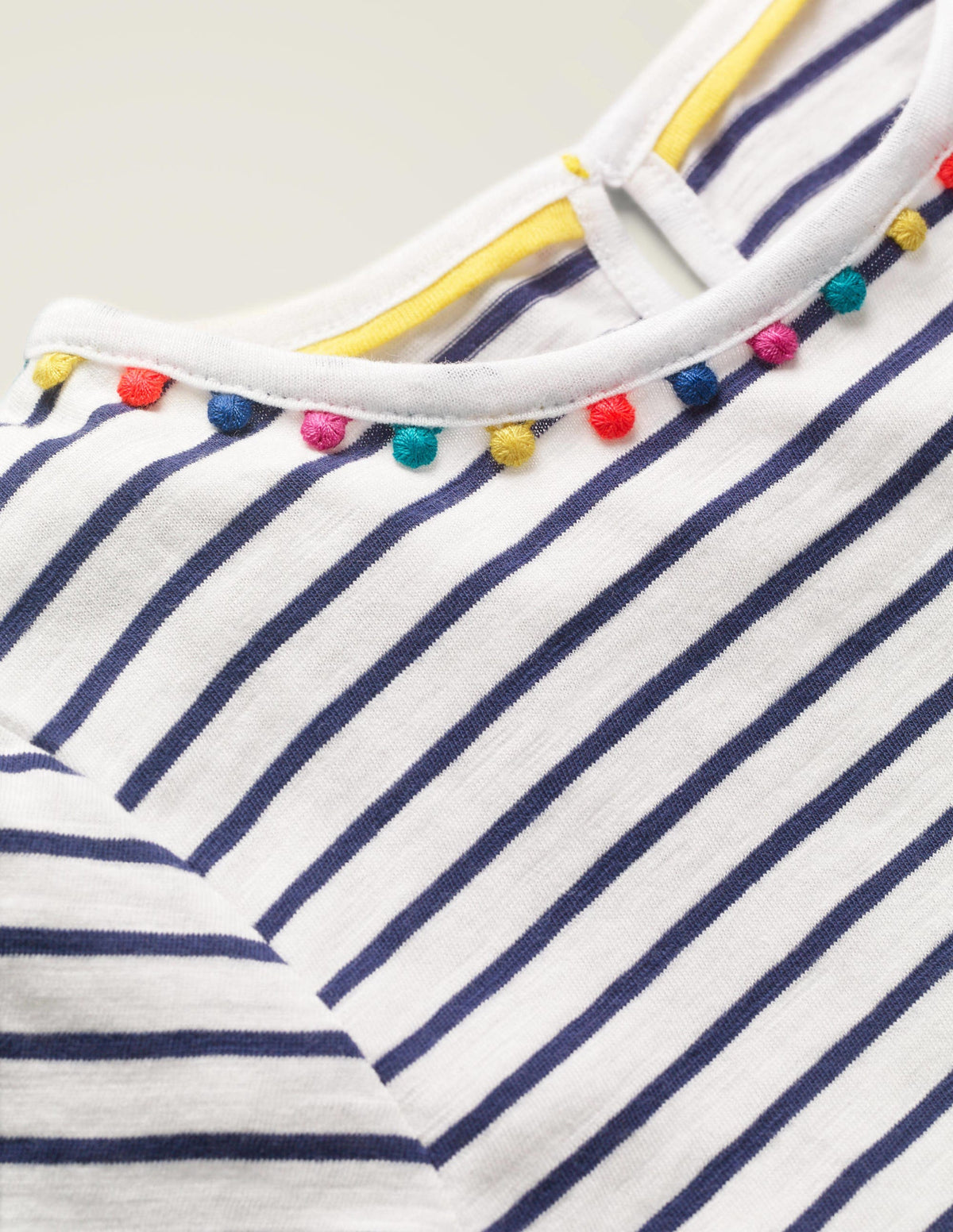 Charlie Jersey-T-Shirt mit Bommeln-Dunkles Segelblau/Naturweiß-3