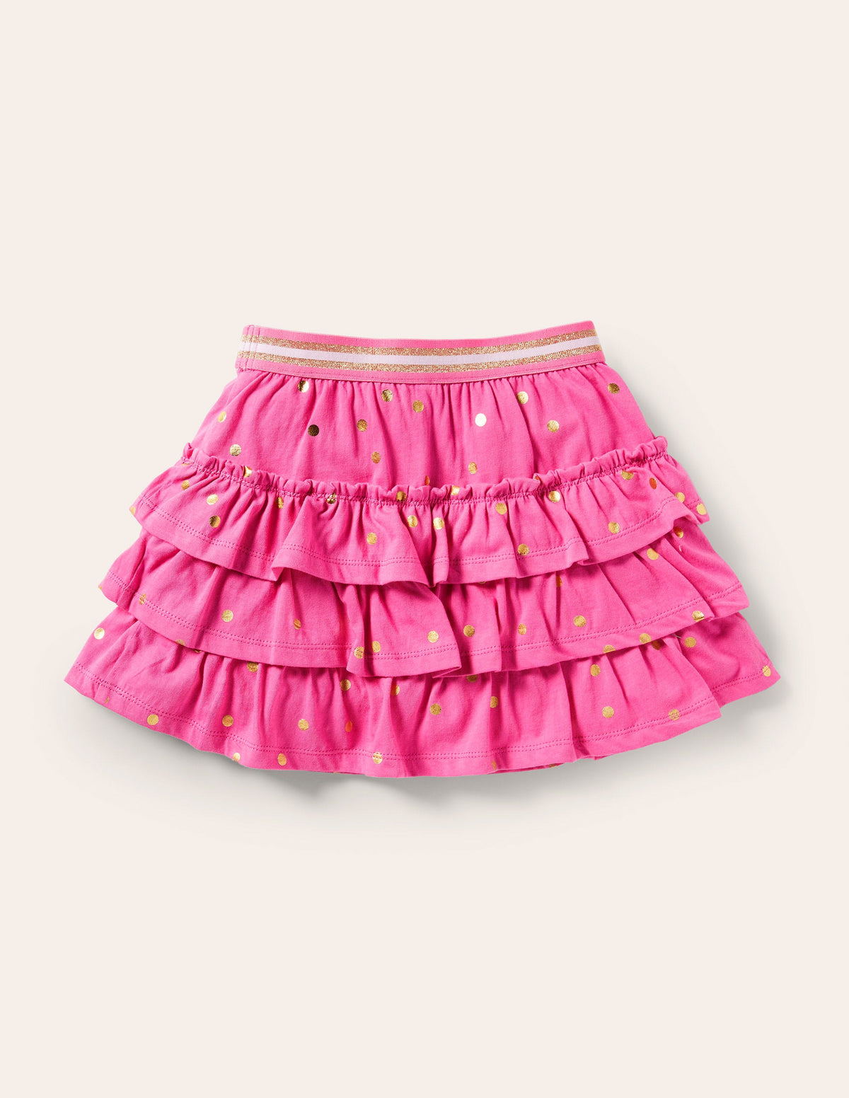 Jersey Ruffle Skort-Bright Petal Pink Gold Spot-2
