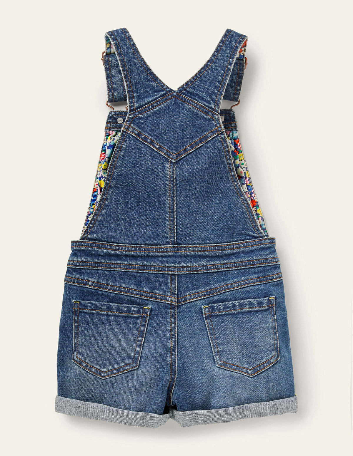 Fröhliche kurze Latzhose-Helles Vintageblau/Regenbogen, Denim - Image 2