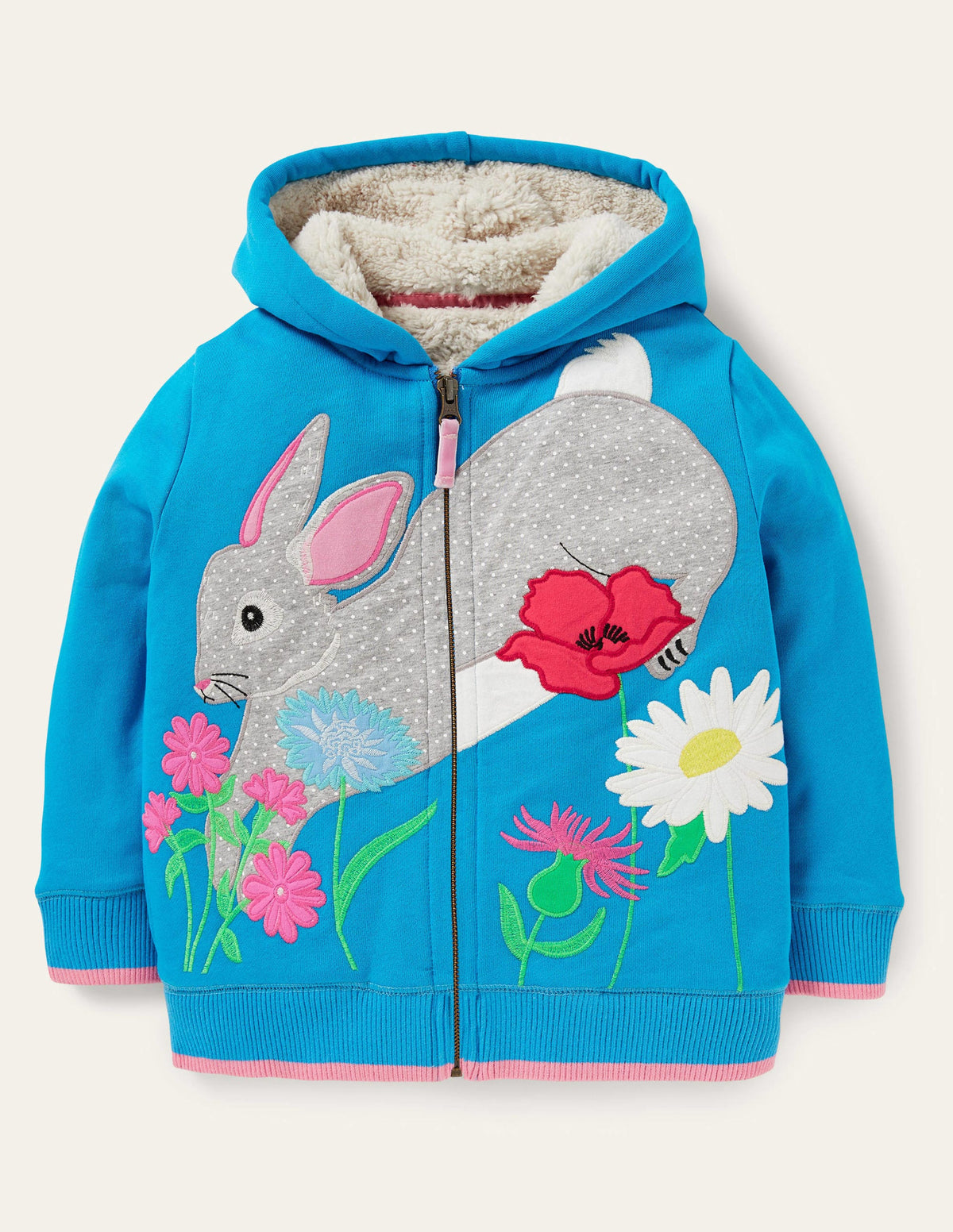 Fun Shaggy-lined Hoodie-Malibu Blue Rabbit - Image 1