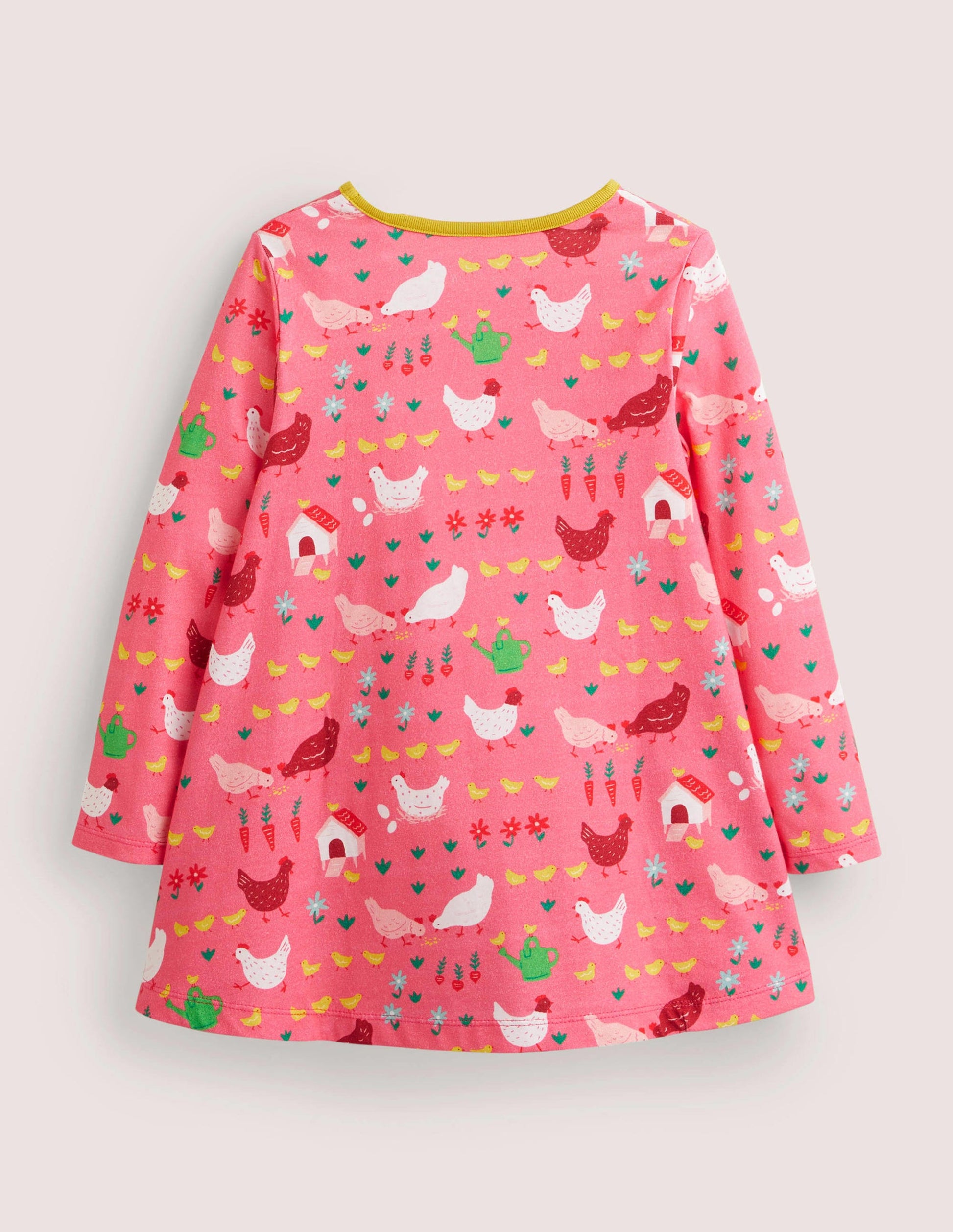 Printed Jersey Pocket Tunic-Sweet William Pink Hens-2