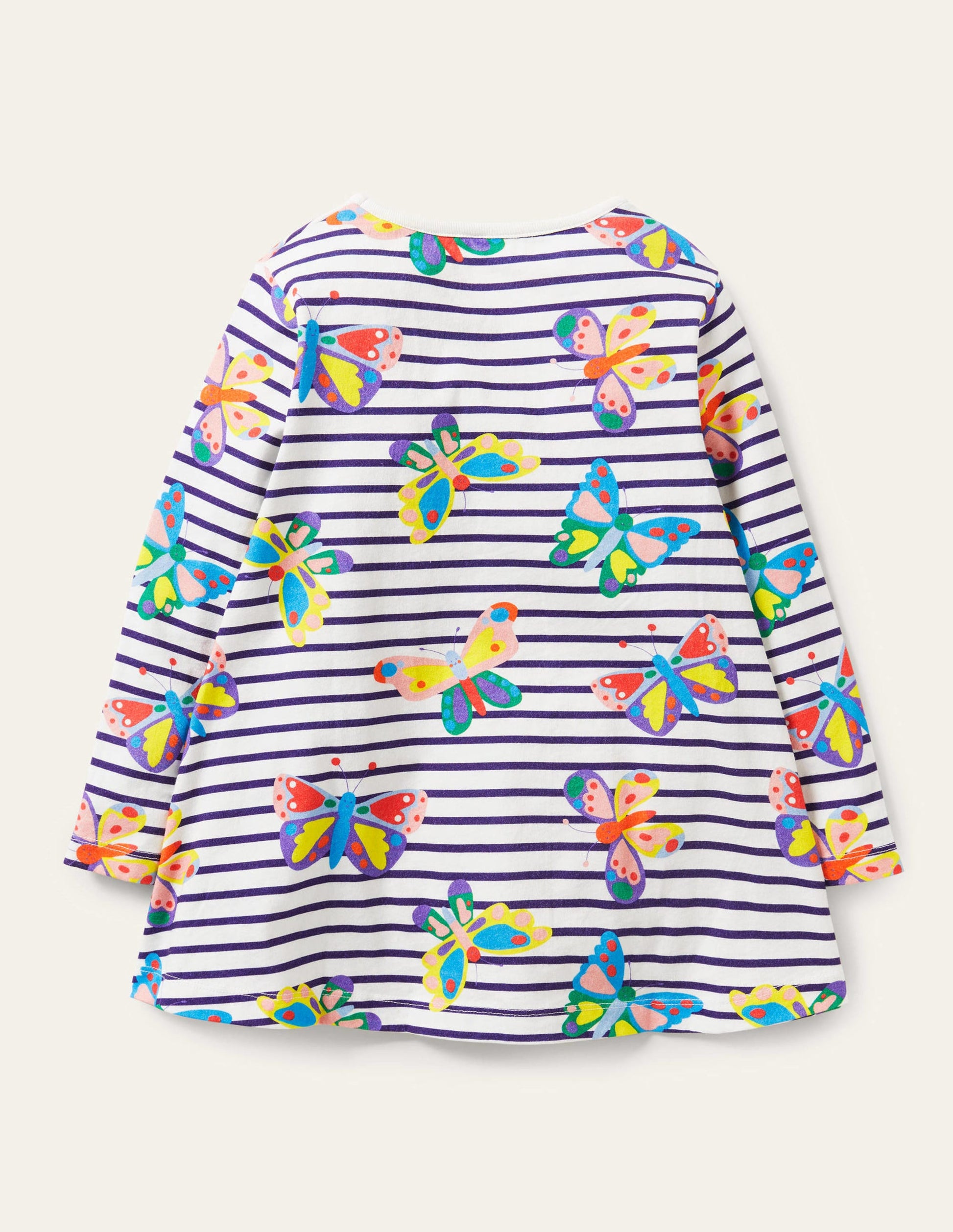 Gemusterte Jersey-Tunika mit Taschen-Bunt, Schmetterlinge/Gestreift-2