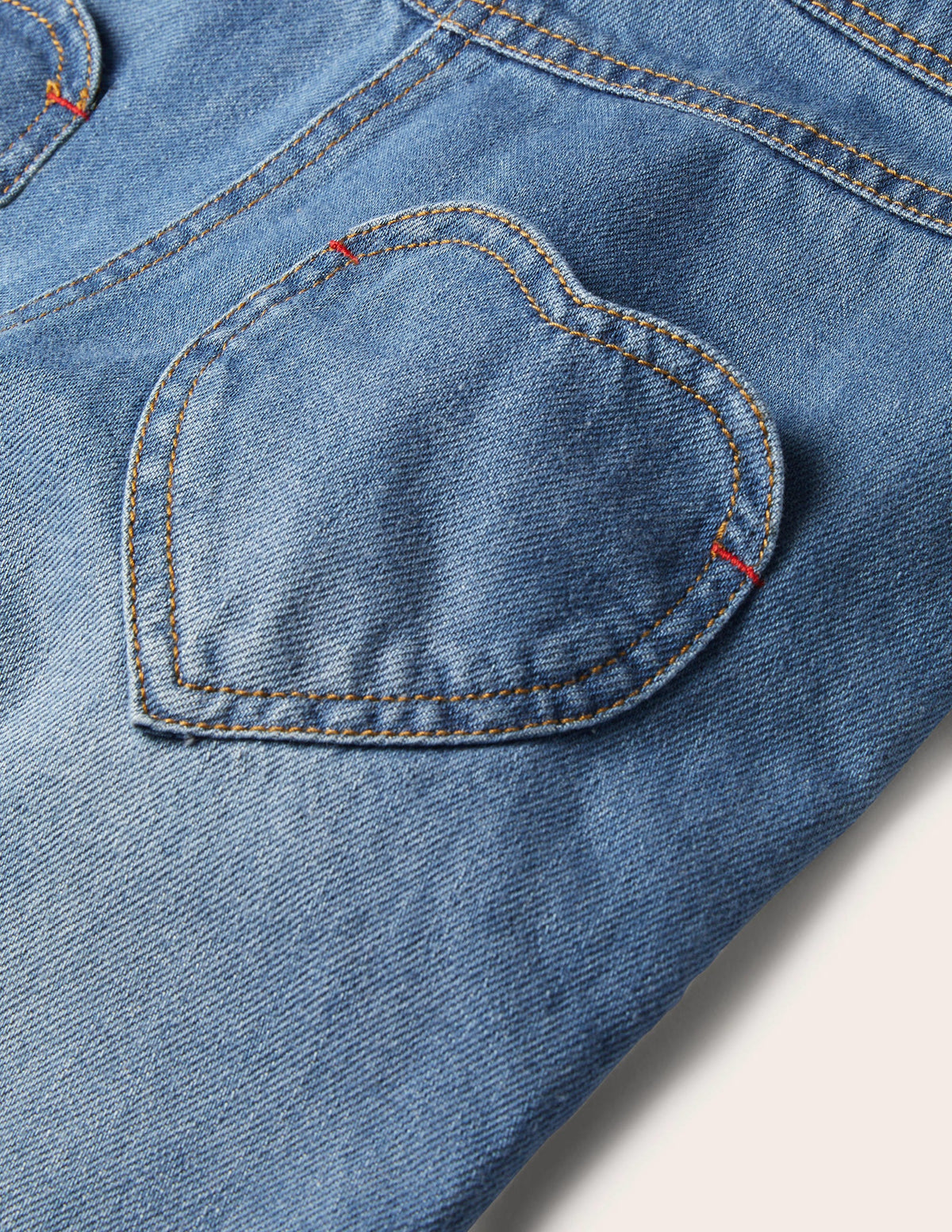 Heart Patch Dungaree-Mid Vintage Denim - Image 3
