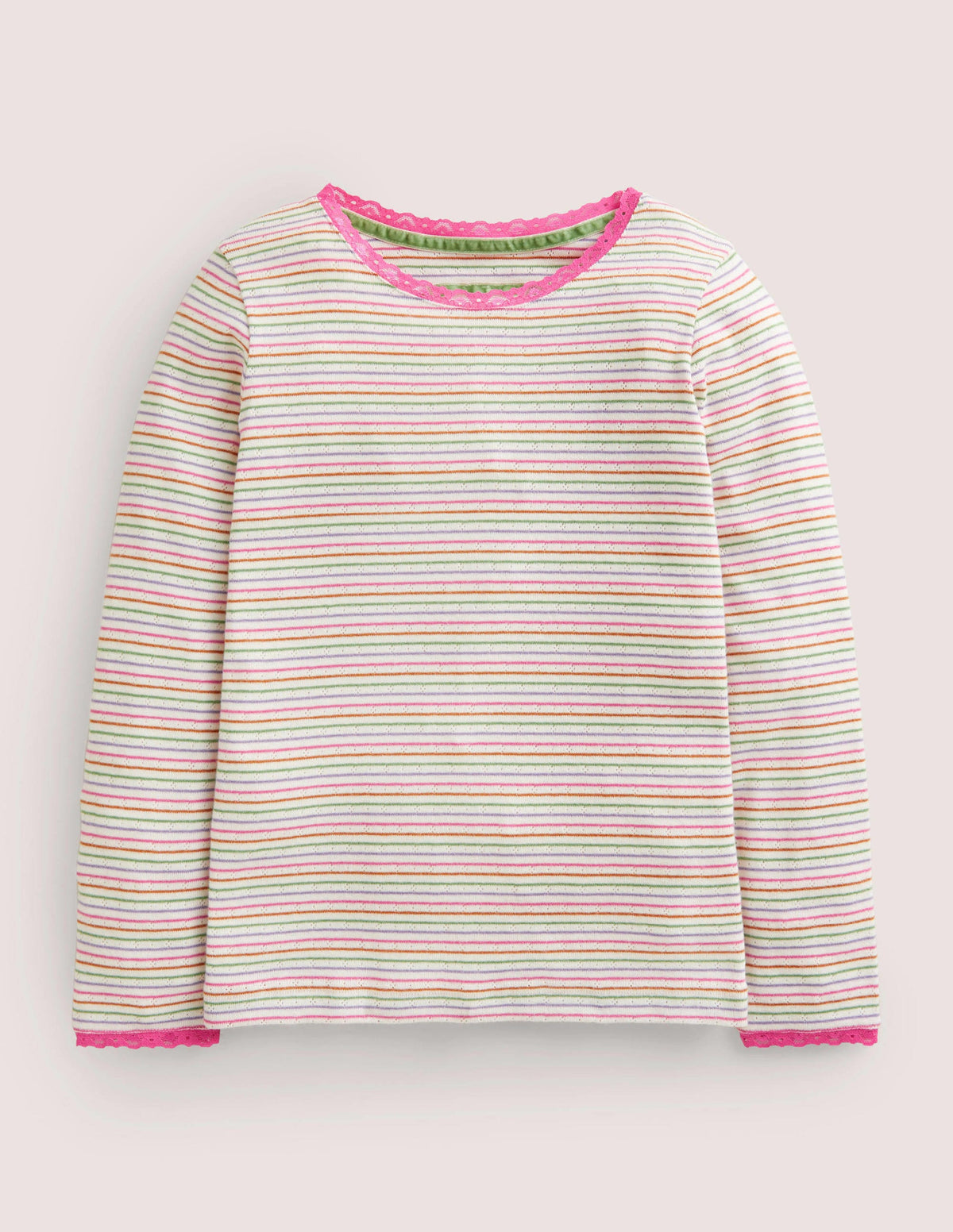 T-shirt ultra-doux en pointelle-Arc-en-ciel violet aster/lierre - Image 1