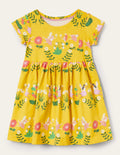 Short Sleeve Fun Jersey Dress-Sweetcorn Yellow Fairies