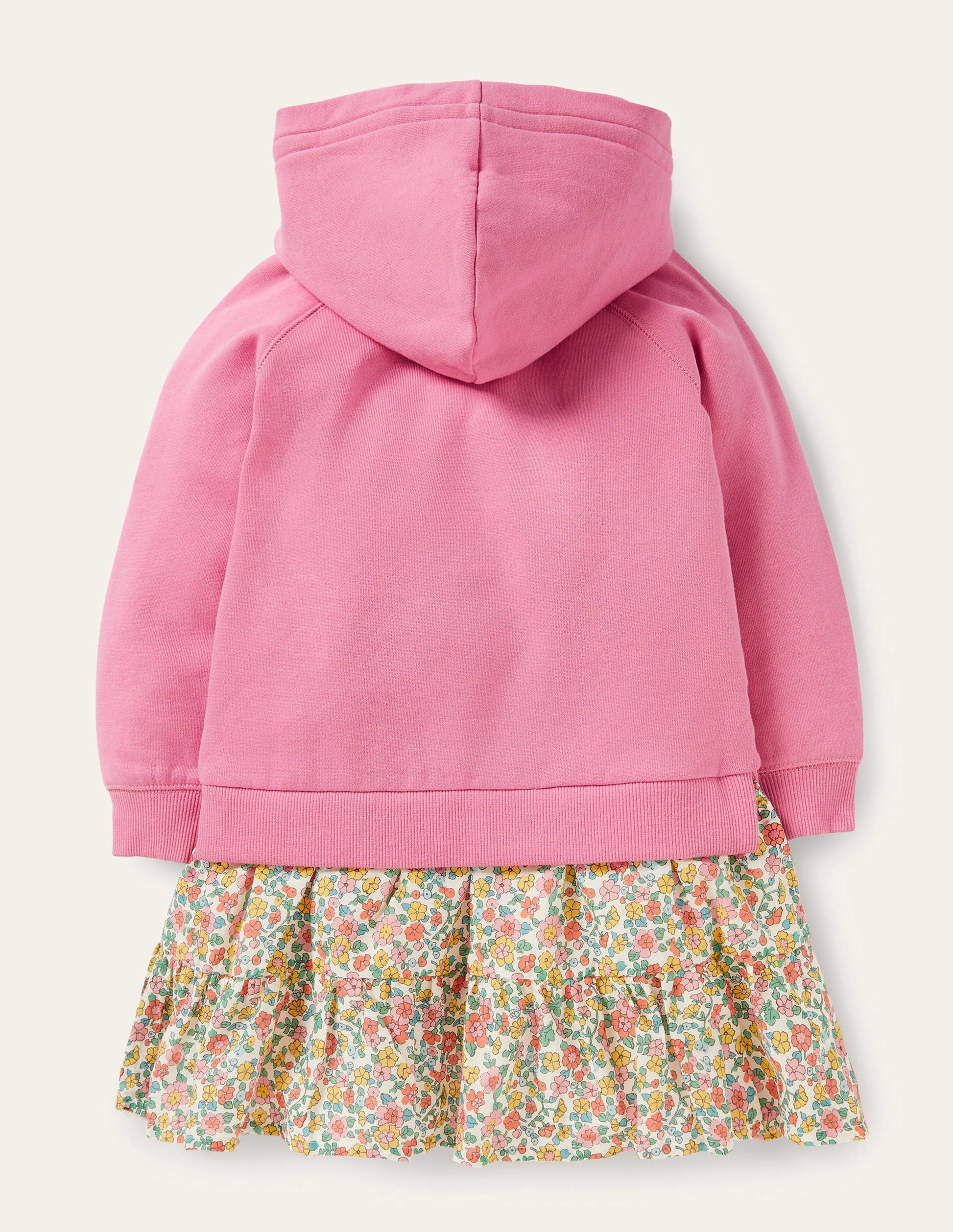 Bequemes Sweatshirt-Kleid mit Kapuze-Rosa, Filigranes Blumenmuster-2