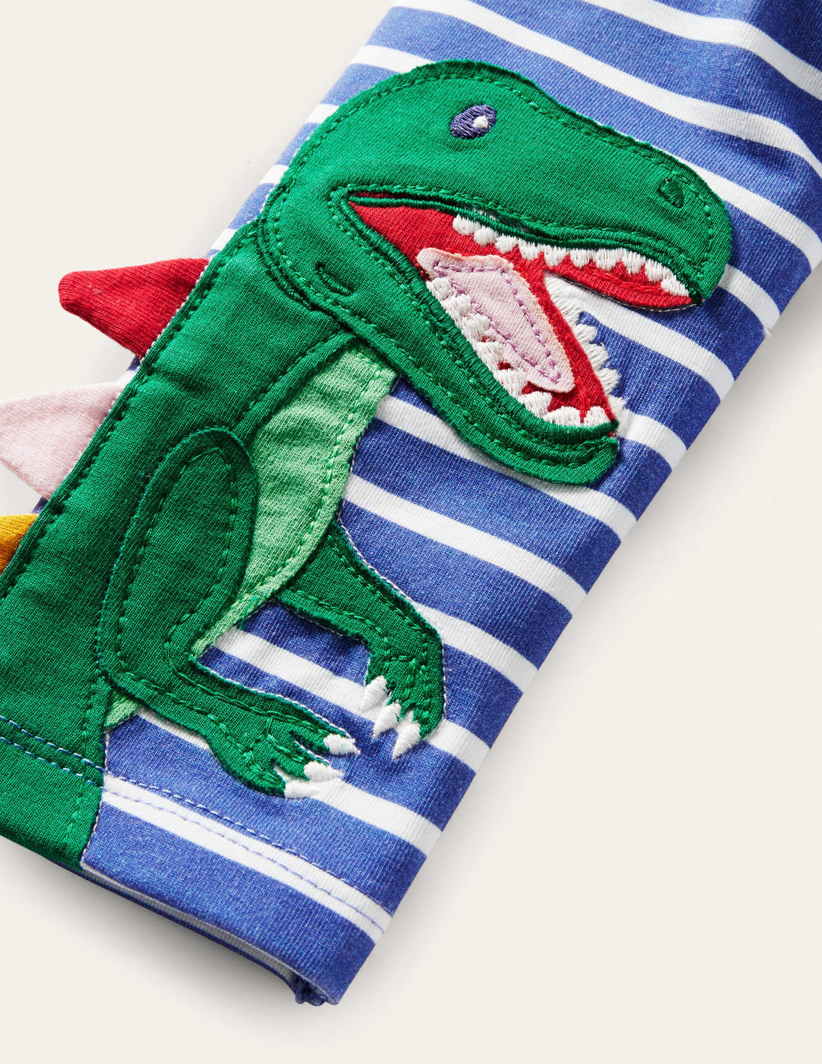 Fun Appliqué Leggings-Bright Marina/Ivory Dinosaur - Image 3