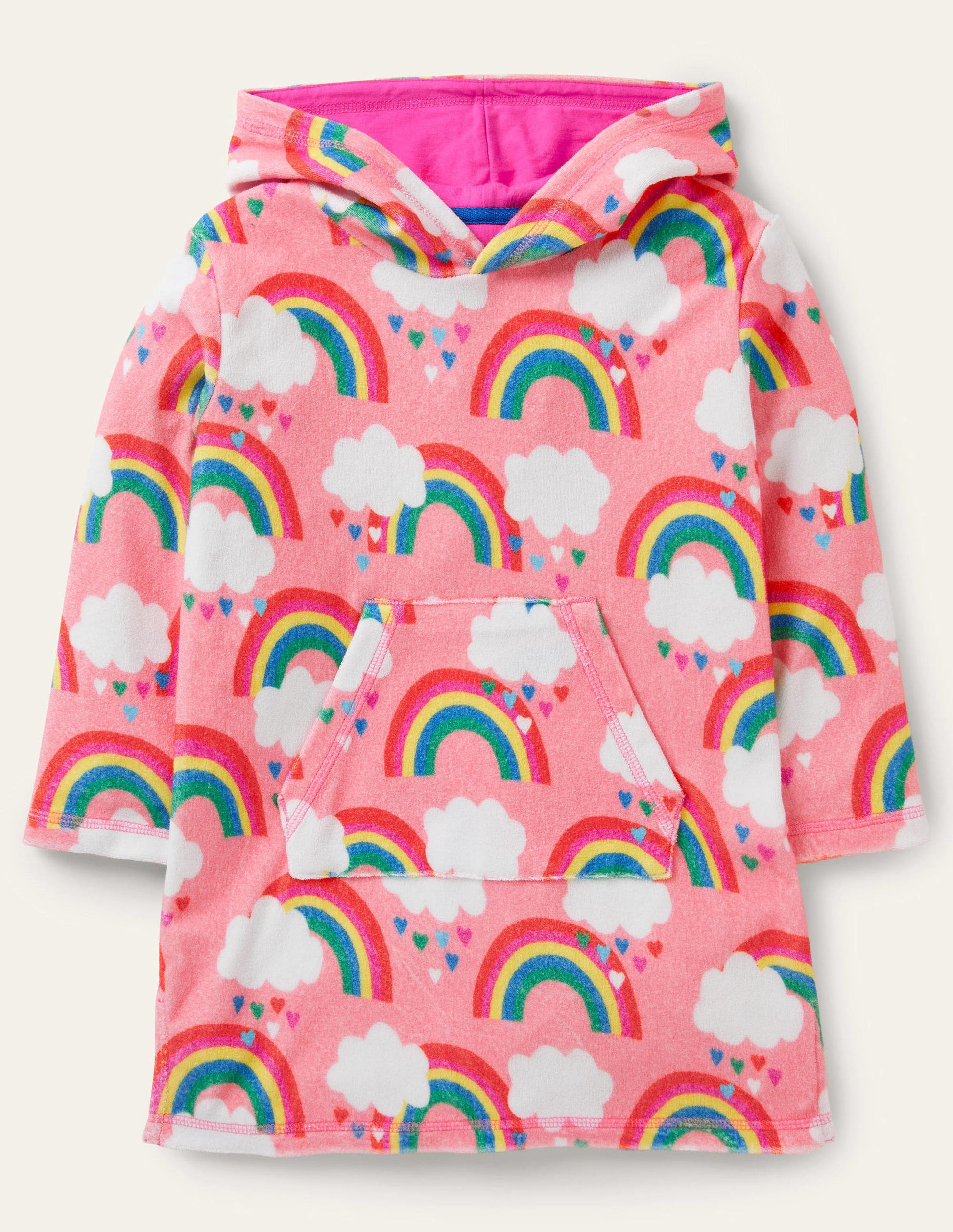 Frottee-Badeponcho-Limonadenrosa, Regenbogen-1