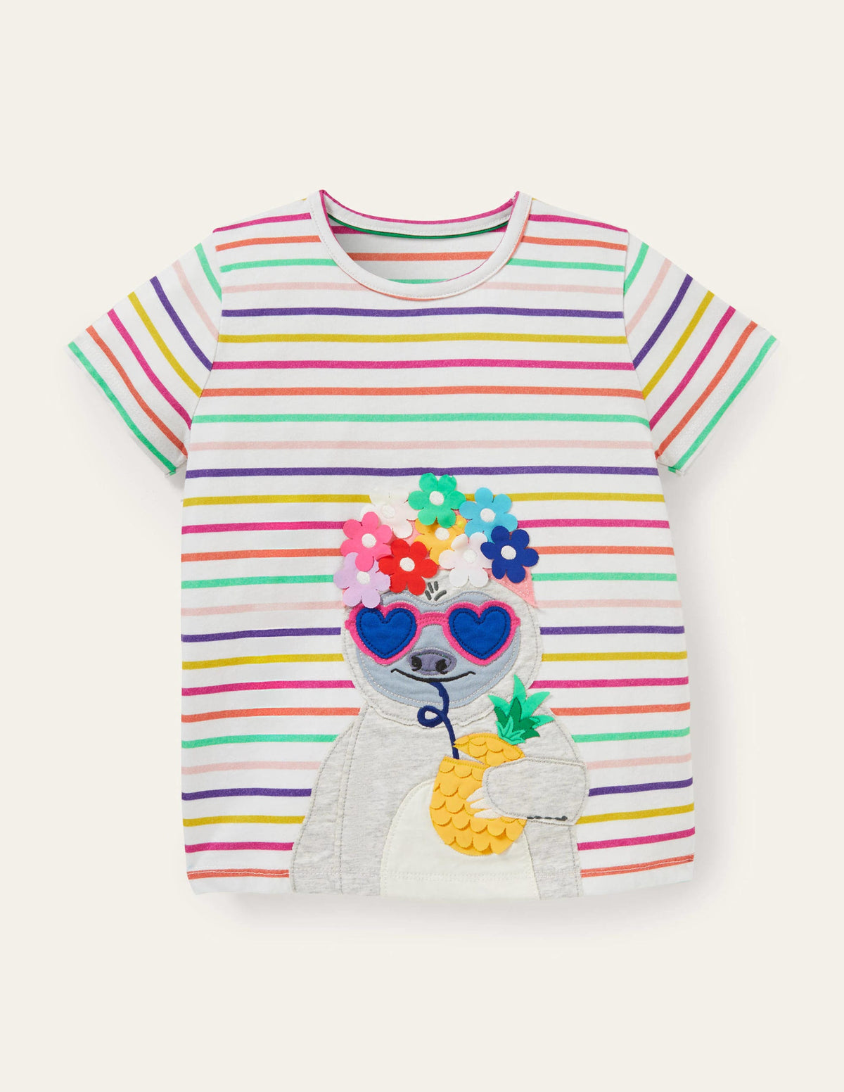 Kurzärmliges T-Shirt mit Applikation-Pop Pansy / Bluebell Sloth-1
