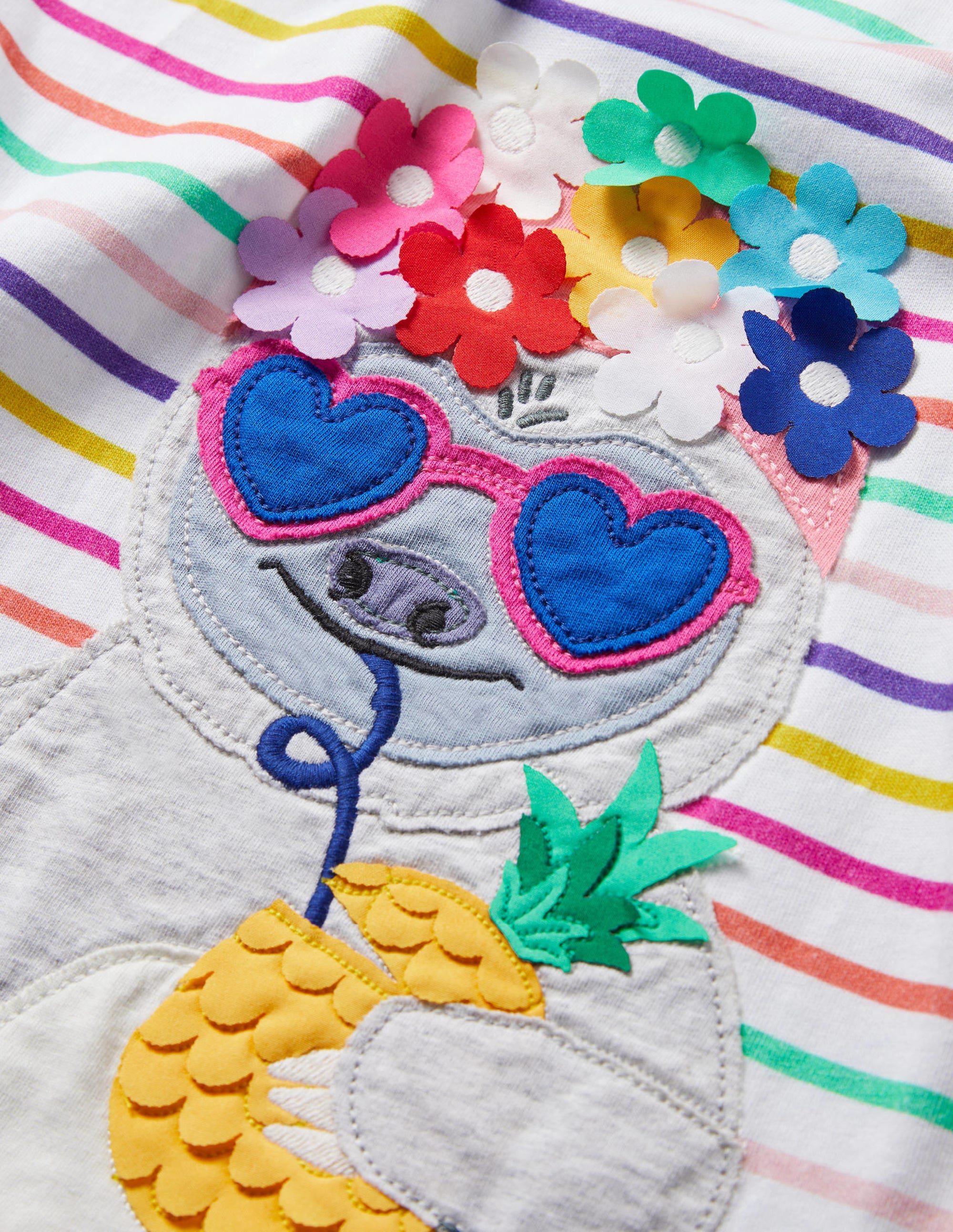 Kurzärmliges T-Shirt mit Applikation-Pop Pansy / Bluebell Sloth - Image 3