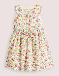 Vintage-Kleid-Naturweiß, Blumenmuster