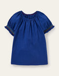 Smocked Raglan T-shirt-Blue Wave