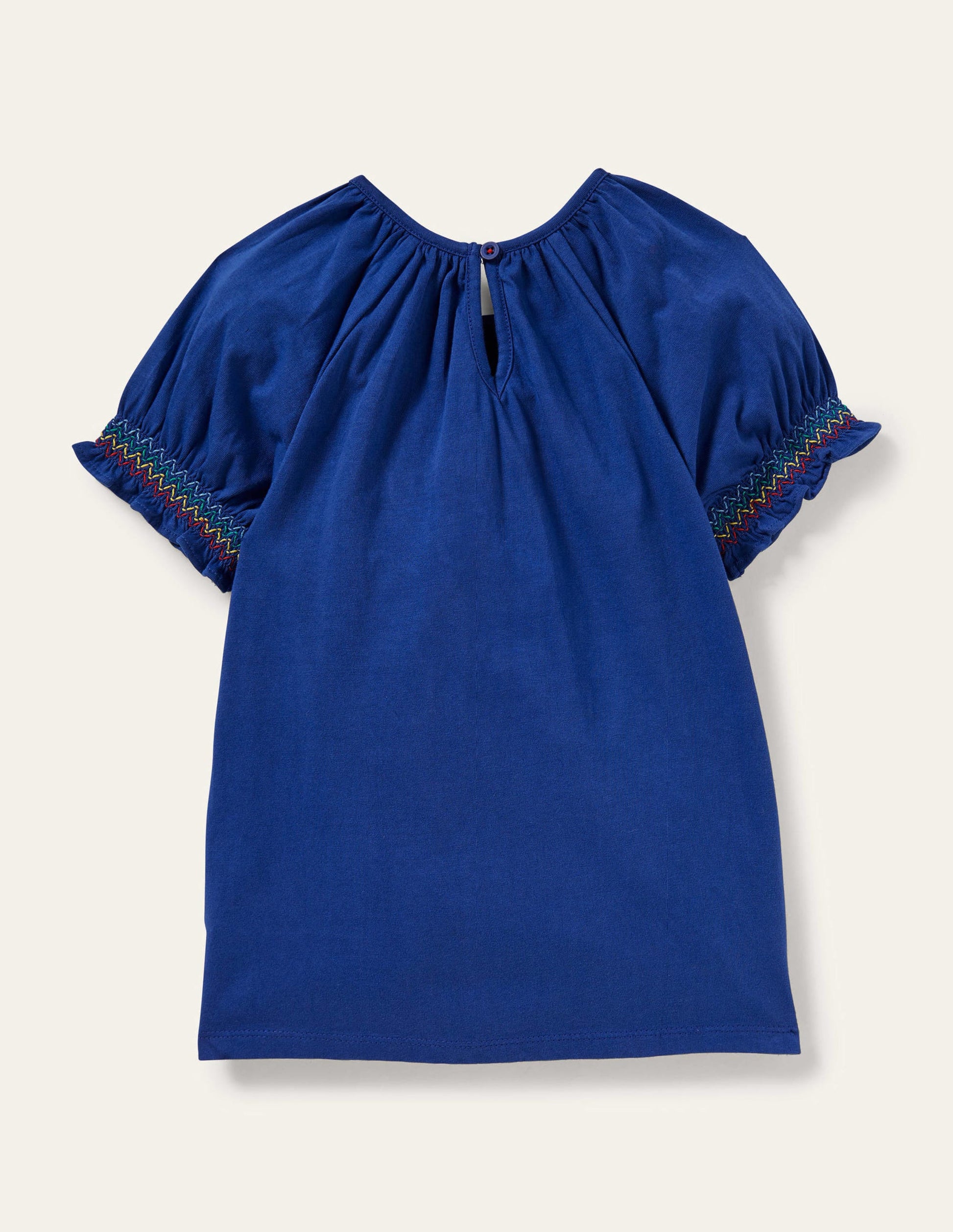 Smocked Raglan T-shirt-Blue Wave-2