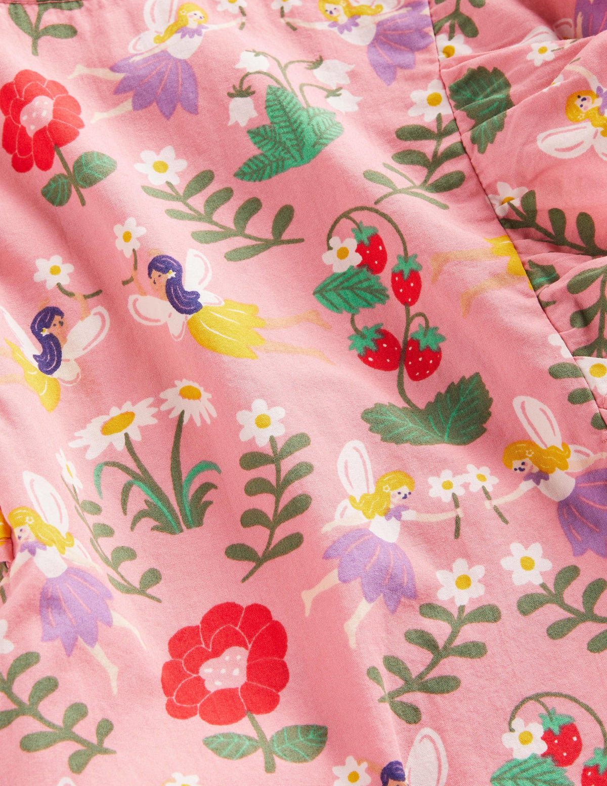 Gemustertes Kleid mit Rüschenärmeln-Rosa, Feen-3