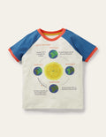 Gemustertes Raglan-T-Shirt mit Grafik-Strahlendes Marineblau, Planeten