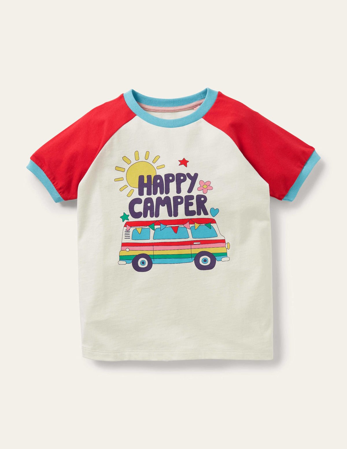 Gemustertes Raglan-T-Shirt mit Grafik-Feuerrot, Wohnmobil - Image 1