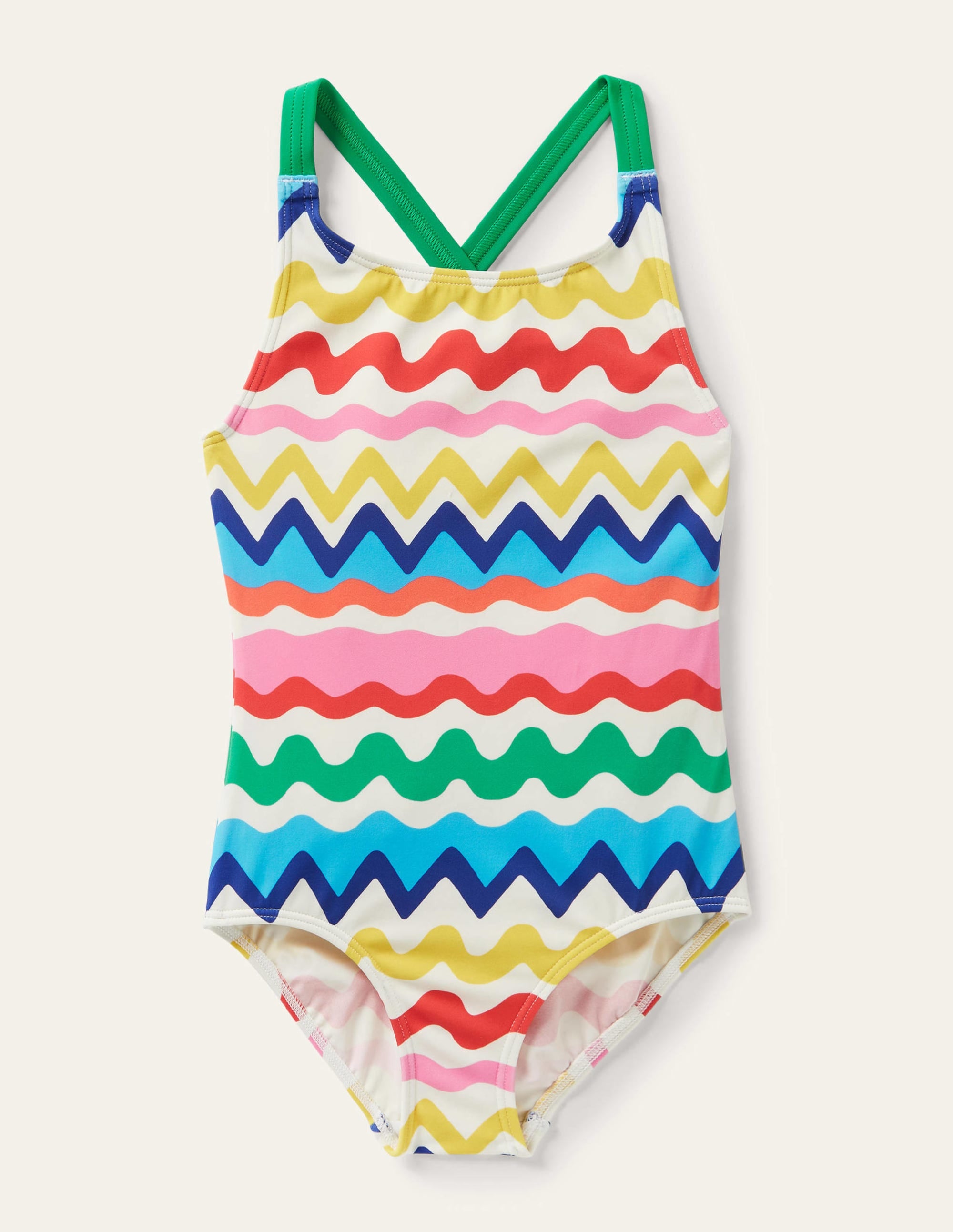 Maillot de bain imprimé croisé dans le dos-Multi Ric Rac Stripe - Image 1