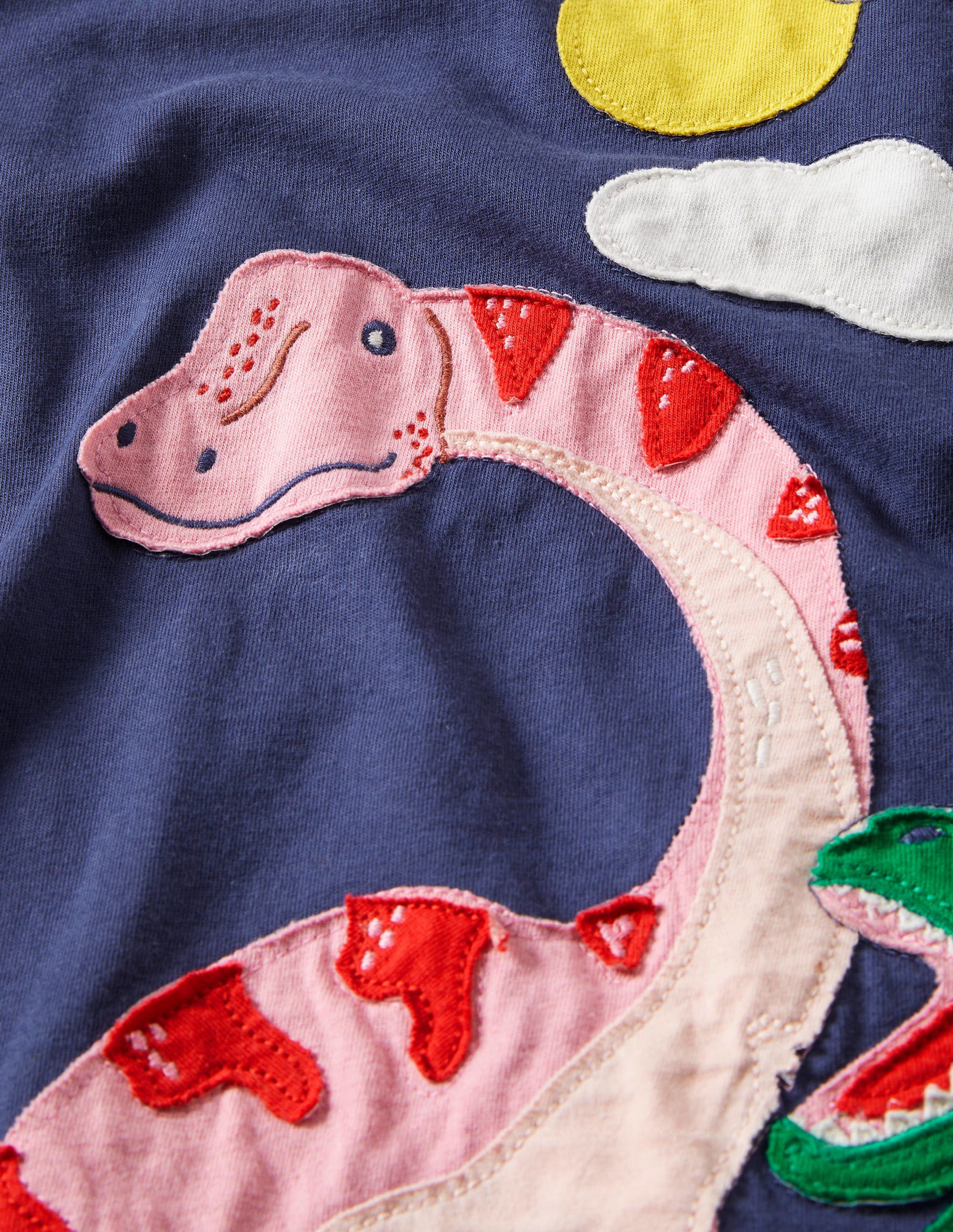 Kleid mit Rüschenärmeln und Applikation-Dunkles Segelblau, Dinosaurier - Image 3
