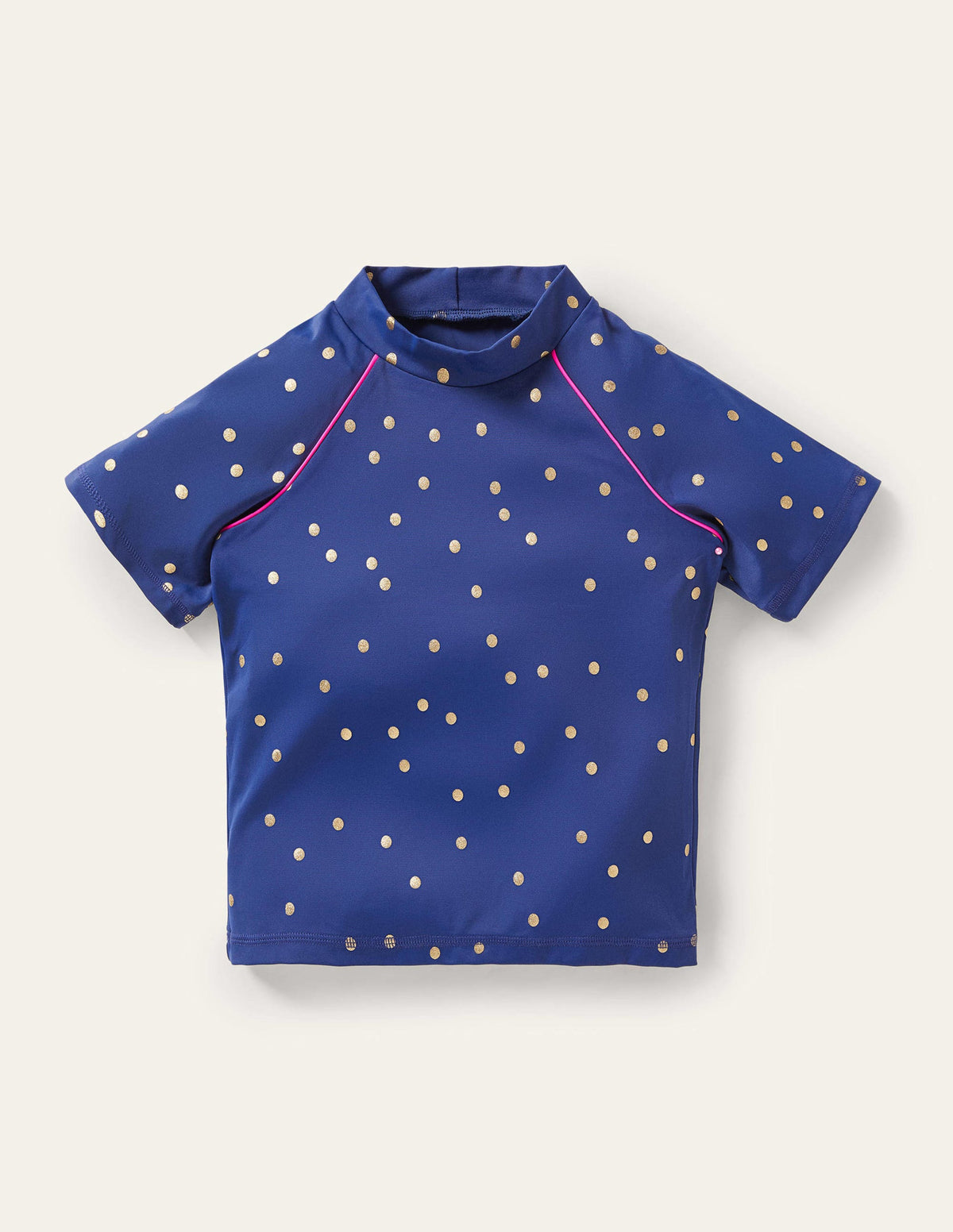 Badeshirt mit kurzen Ärmeln-Harmonisches Blau, Goldtupfen-1