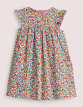 Bequemes Kleid für jeden Tag-Naturweiß, Vintage-Blumenmuster