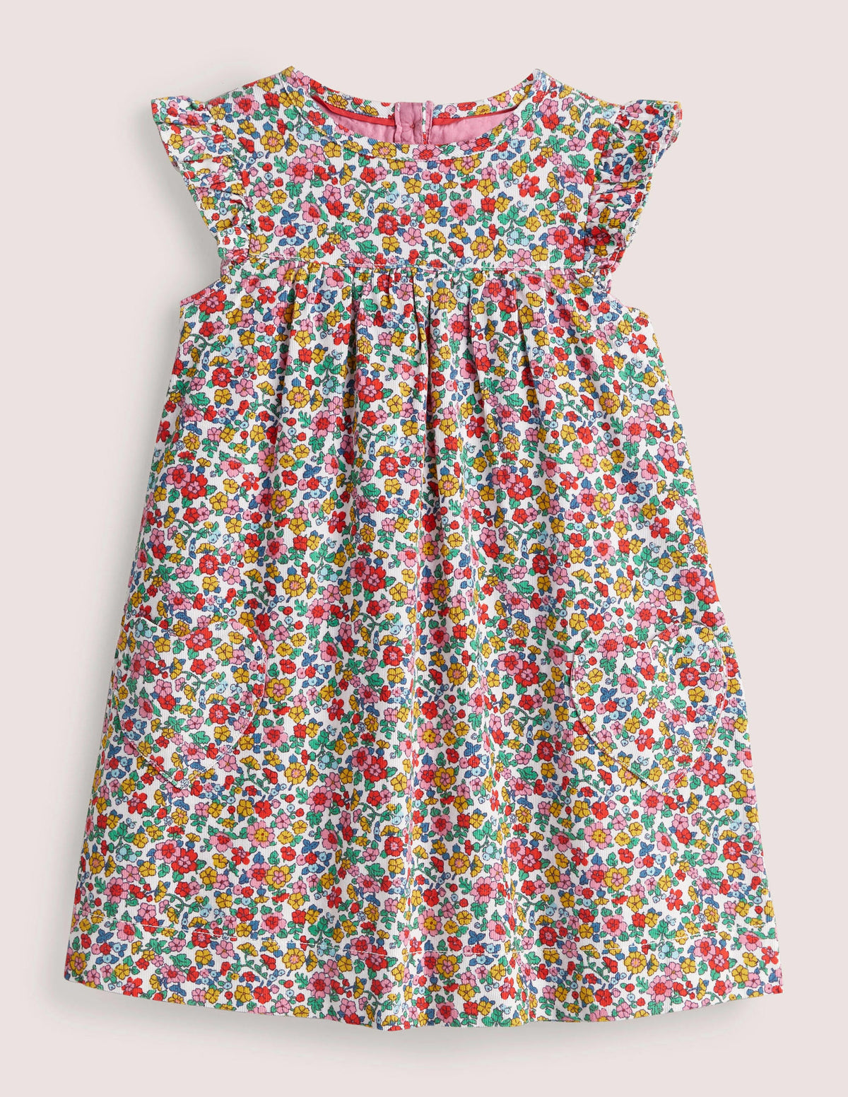 Bequemes Kleid für jeden Tag-Naturweiß, Vintage-Blumenmuster-1