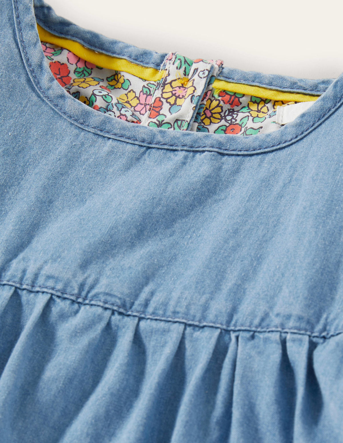 Denim Love Heart Frill Sleeve Dress-Denim vintage moyen - Image 3