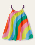 Gewebtes Kleid mit Trägern-Bunt, Regenbogenwellen