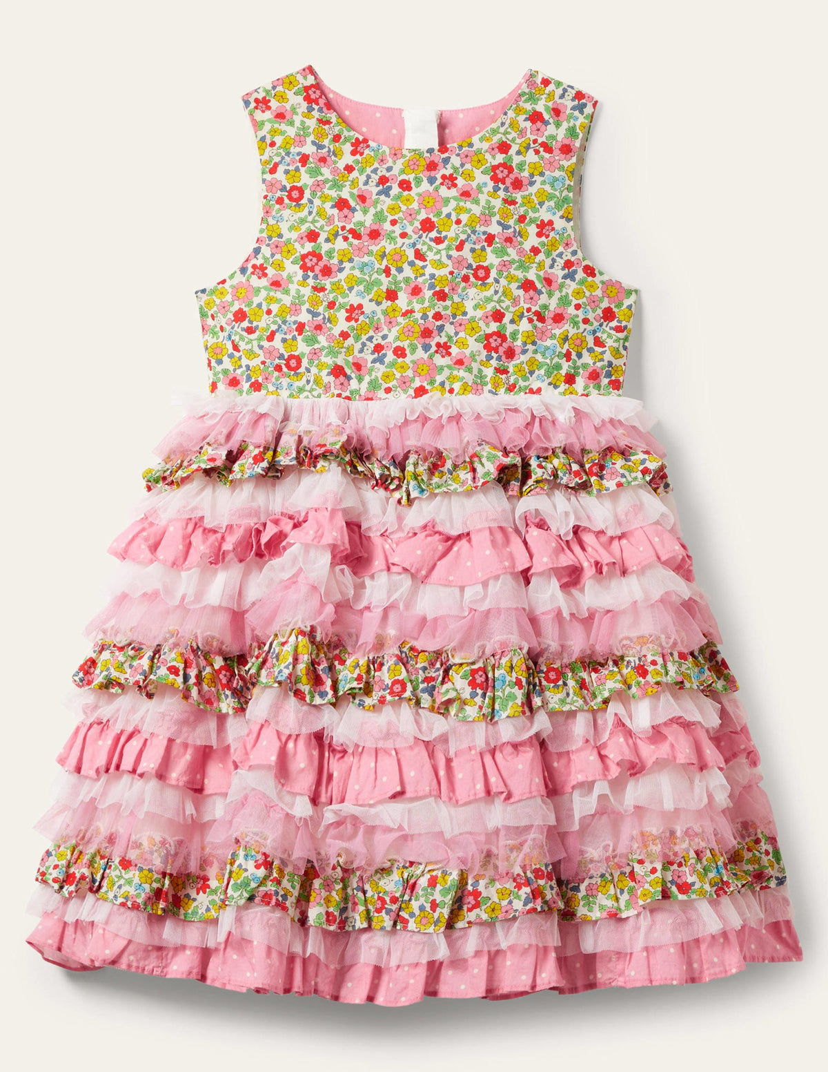 Tulle Ruffle Dress-Formica / Ivory Ditsy Floral-1