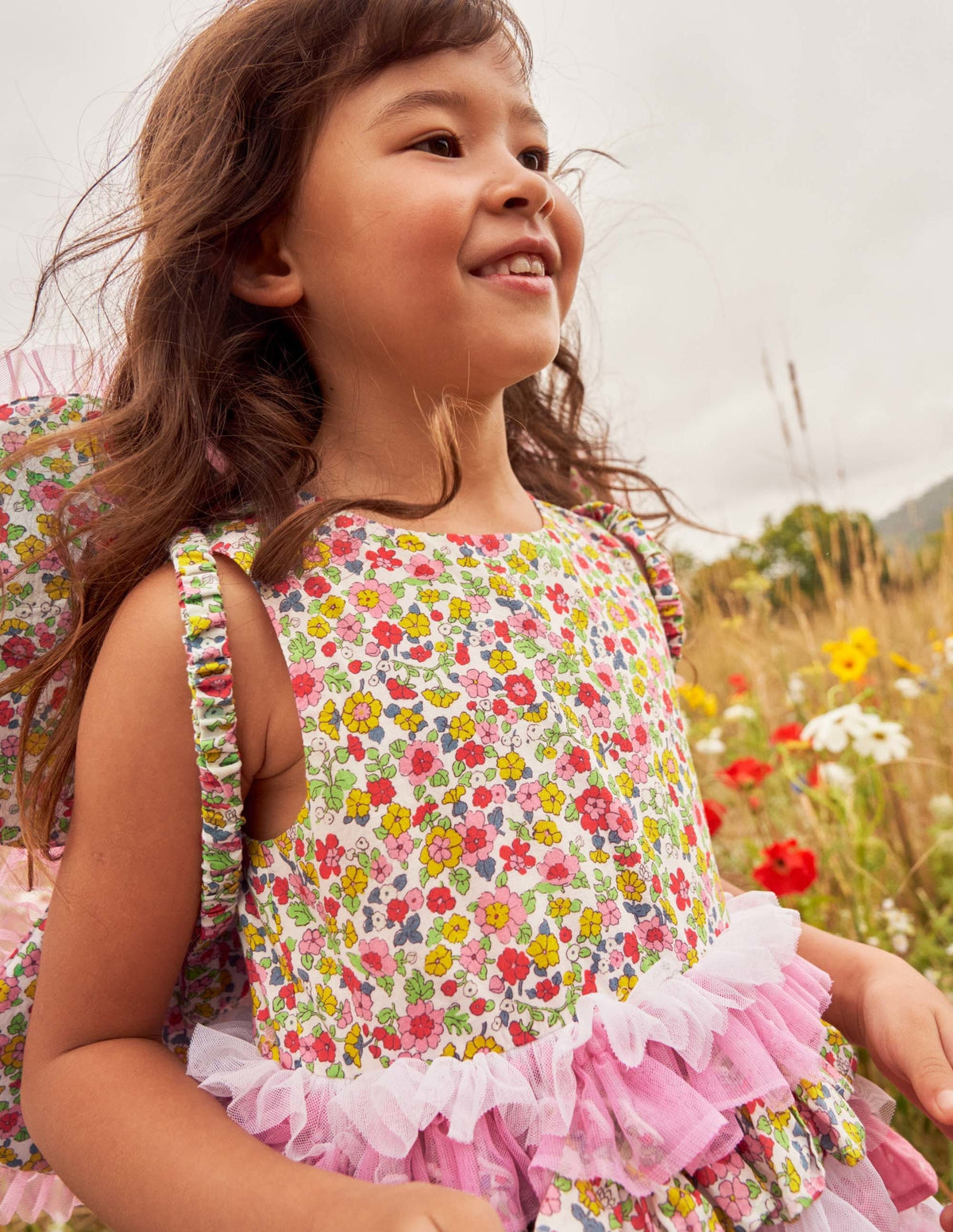 Tulle Ruffle Dress-Formica / Ivory Ditsy Floral - Image 9