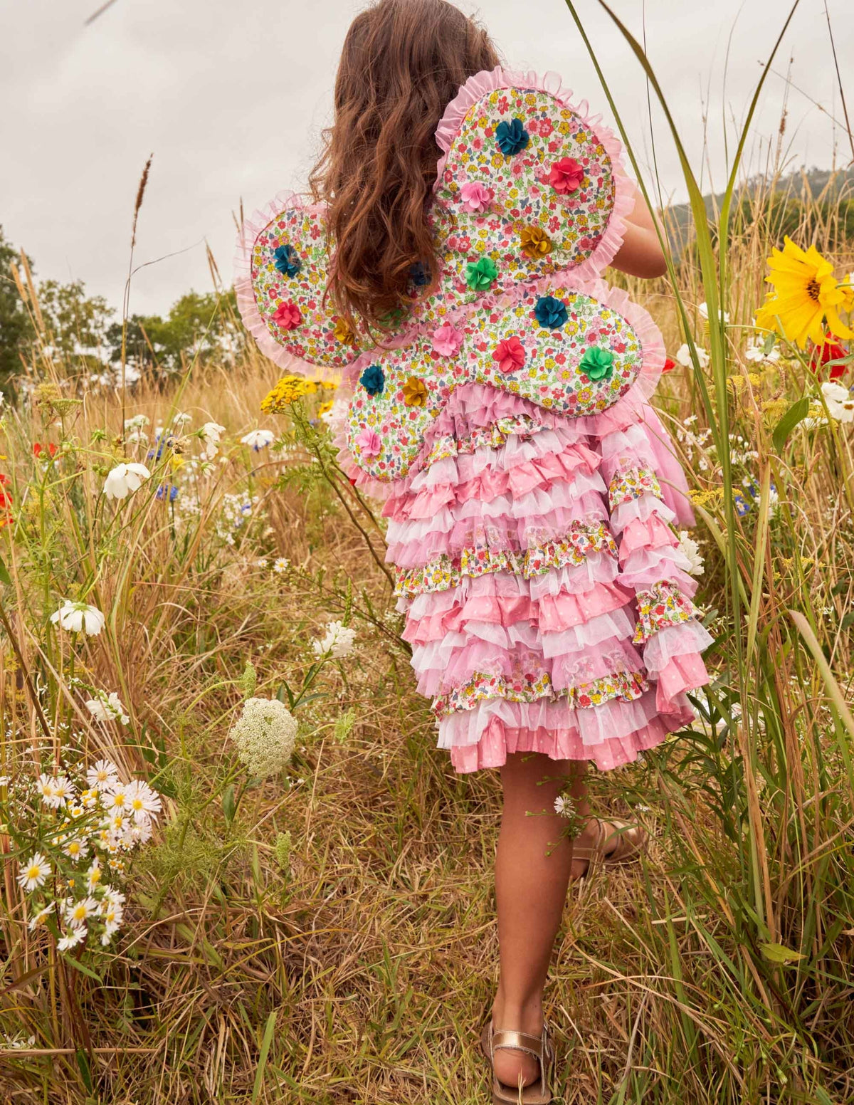 Tulle Ruffle Dress-Formica / Ivory Ditsy Floral - Image 11