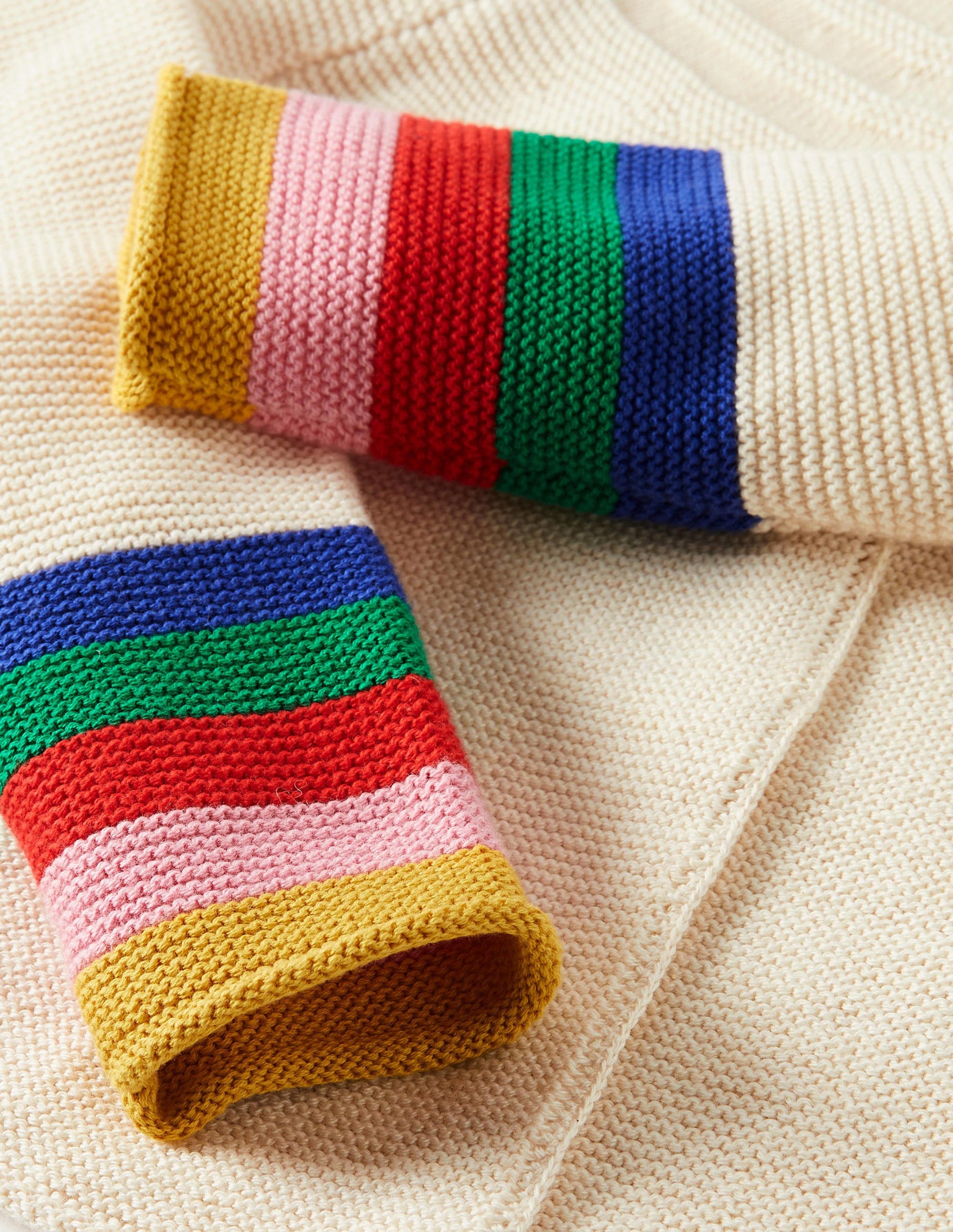 Baumwoll-Kaschmir-Cardigan-Ecru, Regenbogen-3
