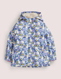 Blue Bunny Print Sherpa-Lined Anorak-Rivierablau, Häschen im Feld