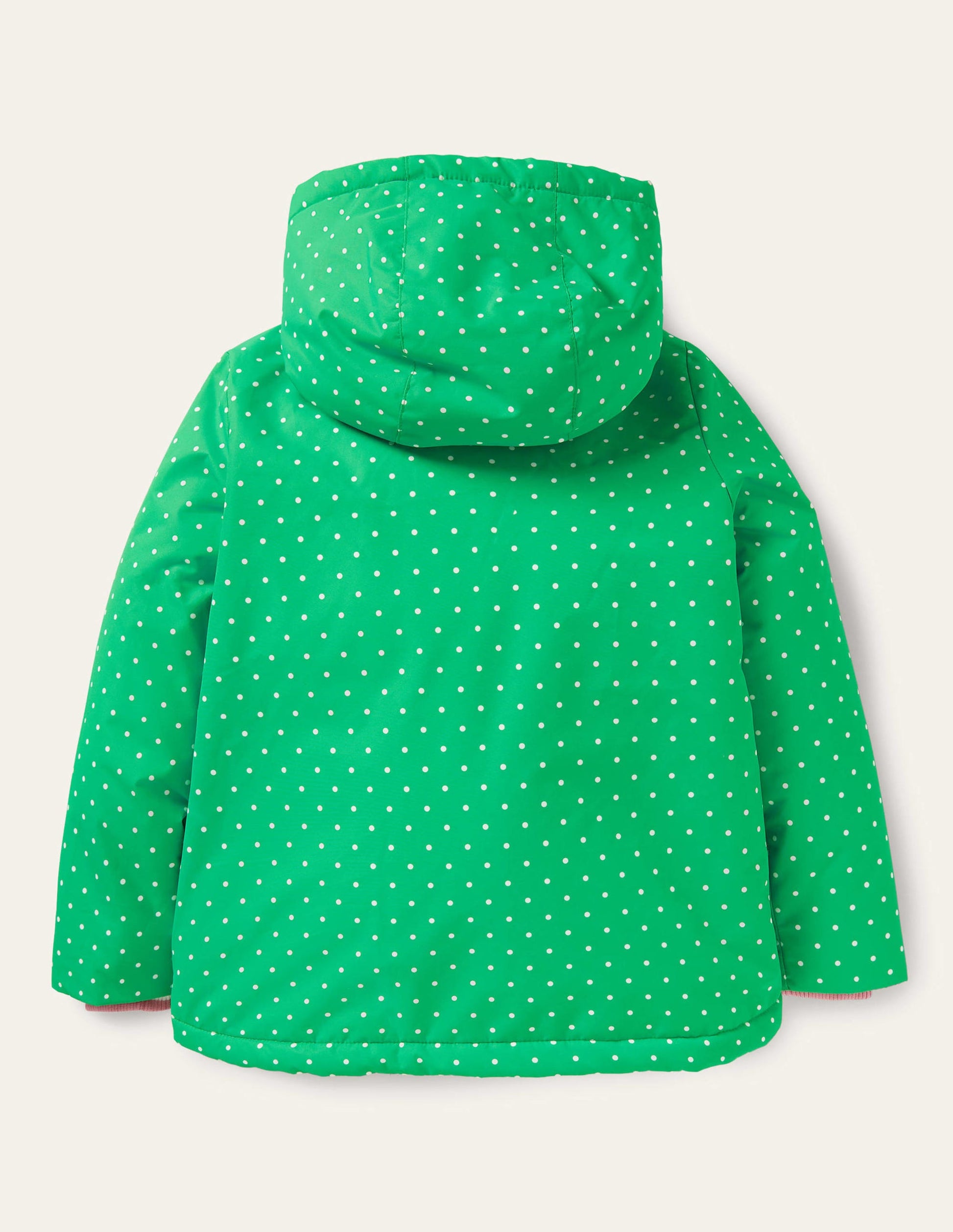 Green Polka Dot Sherpa Lined Anorak-Chats et petits pois vert aloe vera-2
