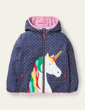 Navy Polka Dot Unicorn Rain Jacket-Schuluniform-Navy, Pünktchen/Einhorn