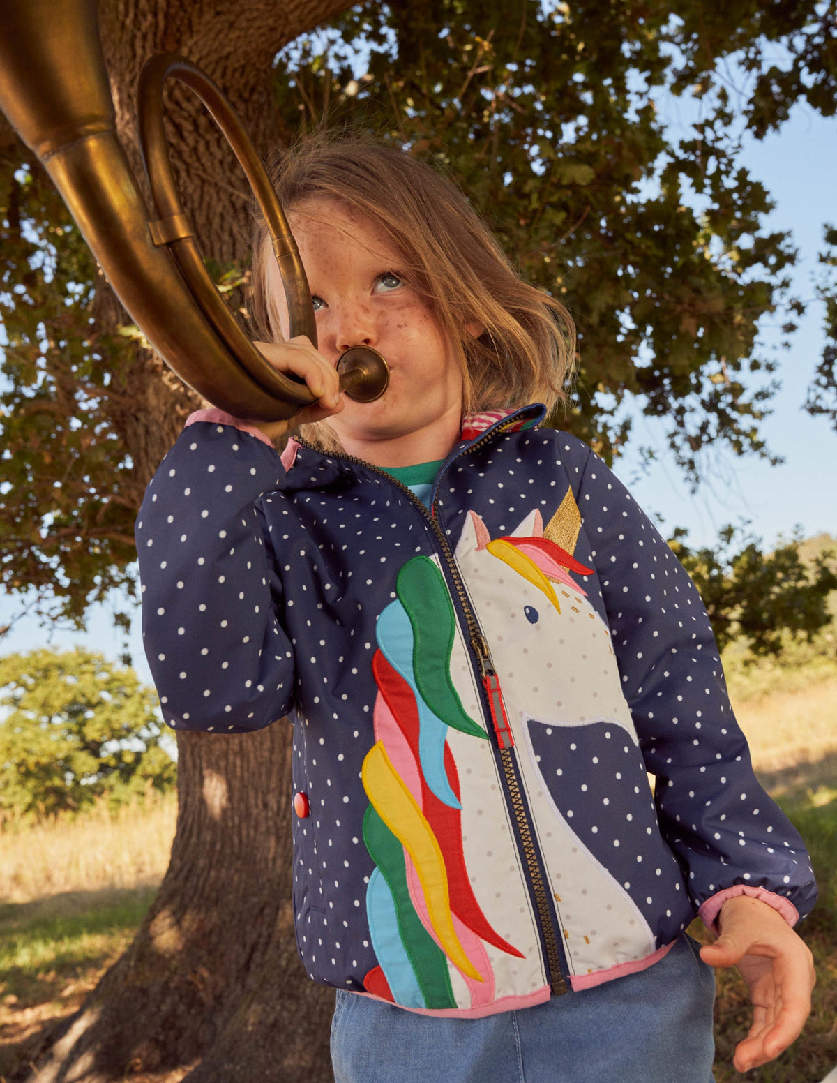 Navy Polka Dot Unicorn Rain Jacket-Schuluniform-Navy, Pünktchen/Einhorn-4