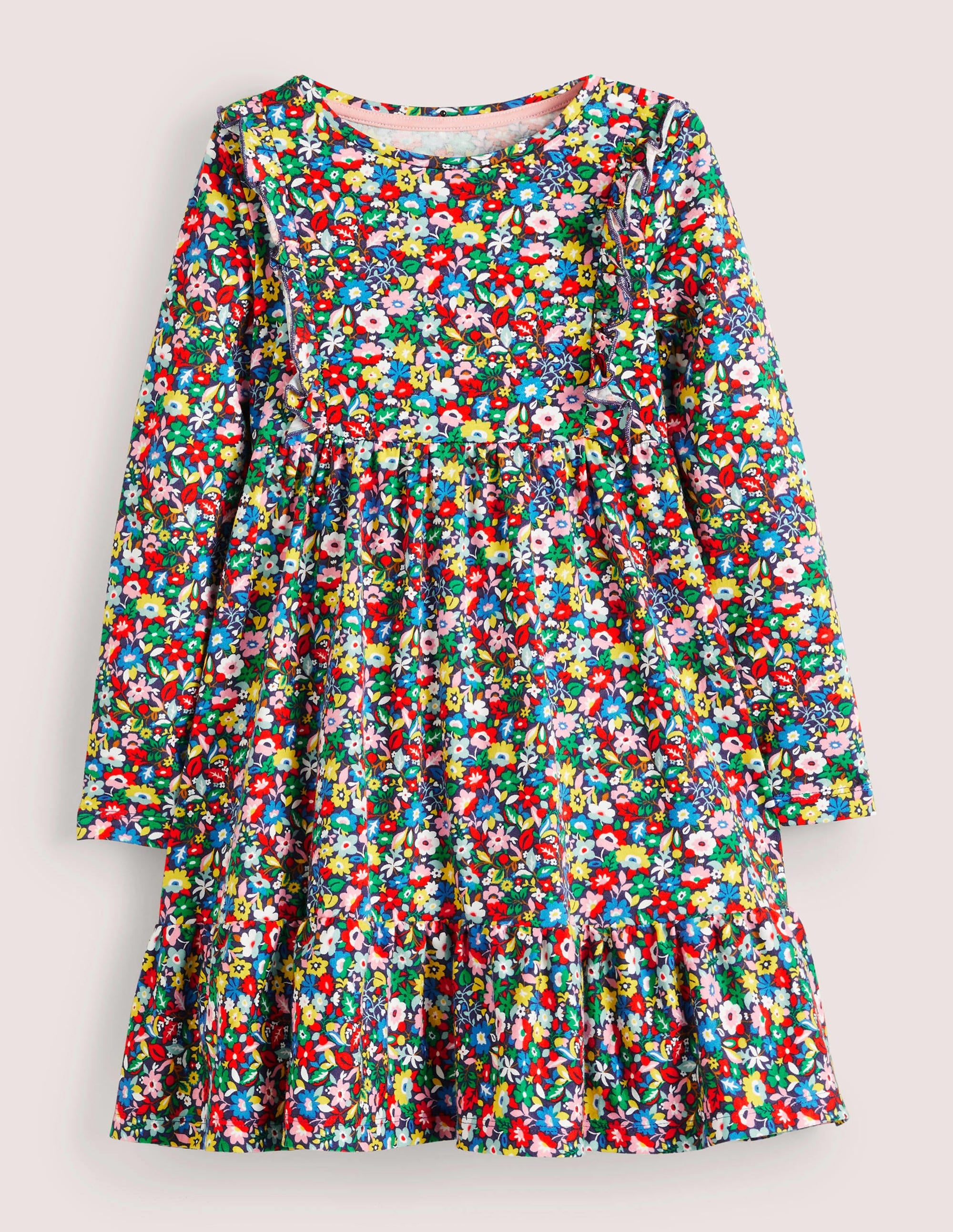 Robe en jersey à volants-Motif patchwork floral multi - Image 1