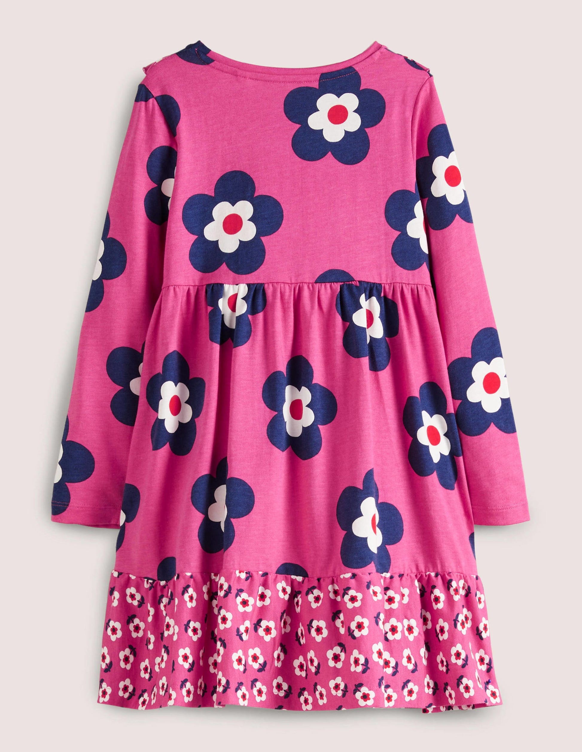 Gestuftes Jerseykleid mit Rüschen-Bartnelkenrosa, Gänseblümchen-2