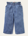 Hose zum Hineinschlüpfen mit weitem Bein-Mittleres Vintageblau, Denim