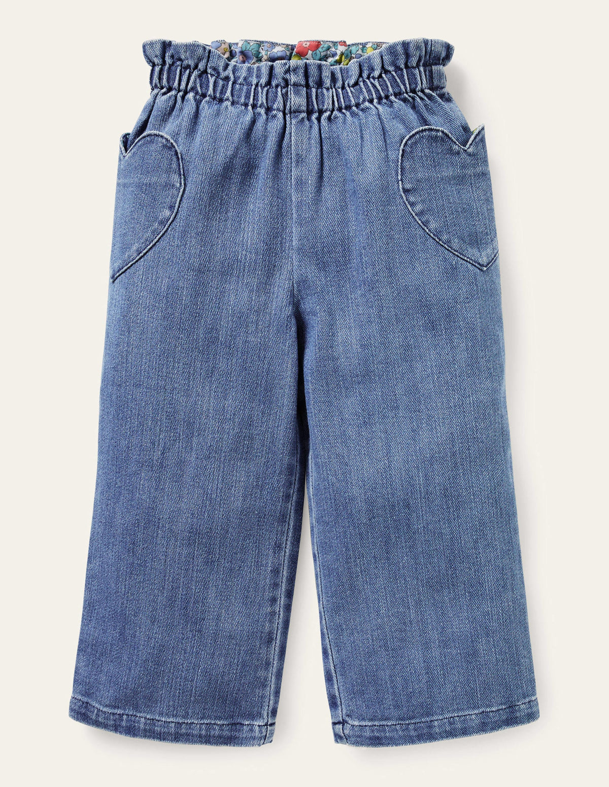 Hose zum Hineinschlüpfen mit weitem Bein-Mittleres Vintageblau, Denim-1