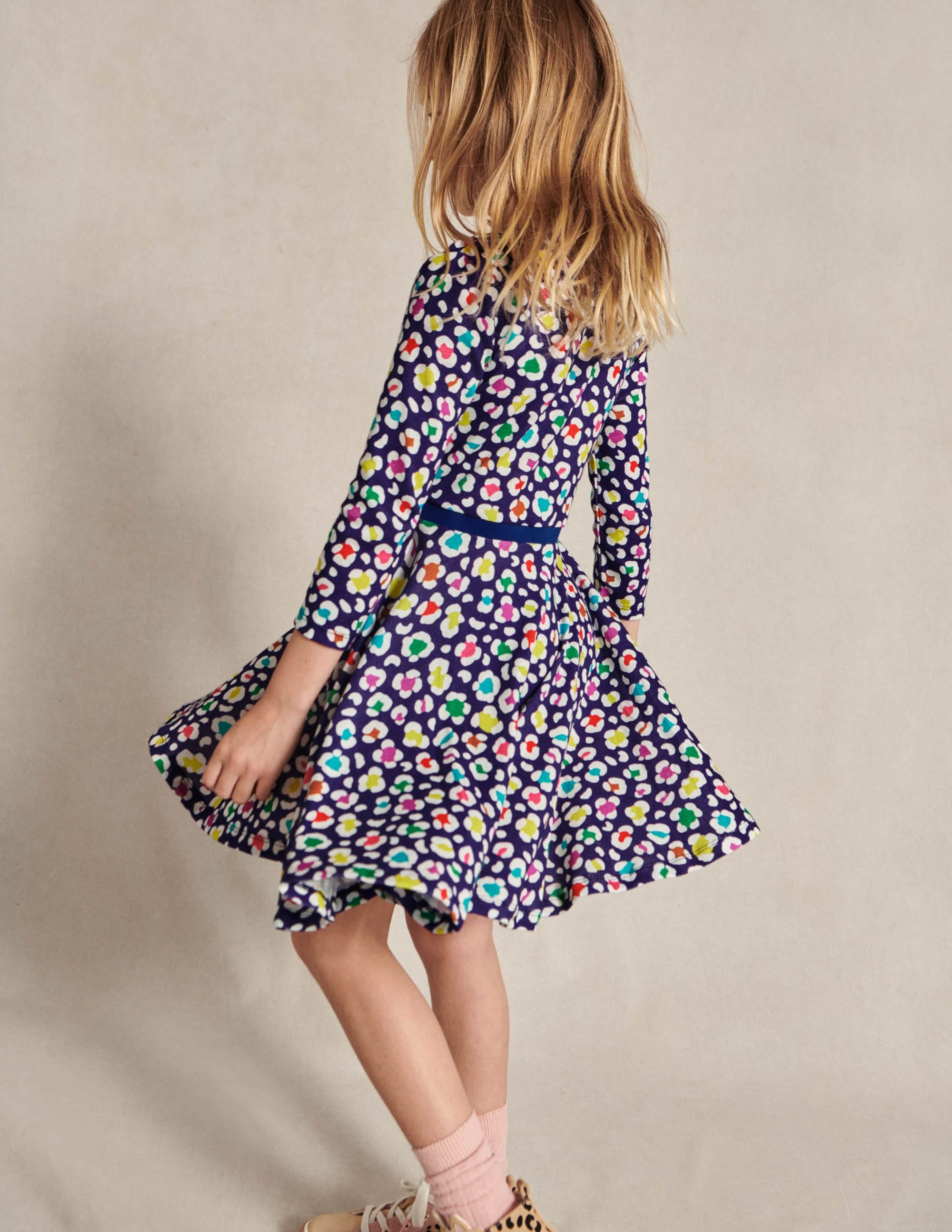 Skaterkleid mit Tellerrock-Segelblau, Leopard - Image 5