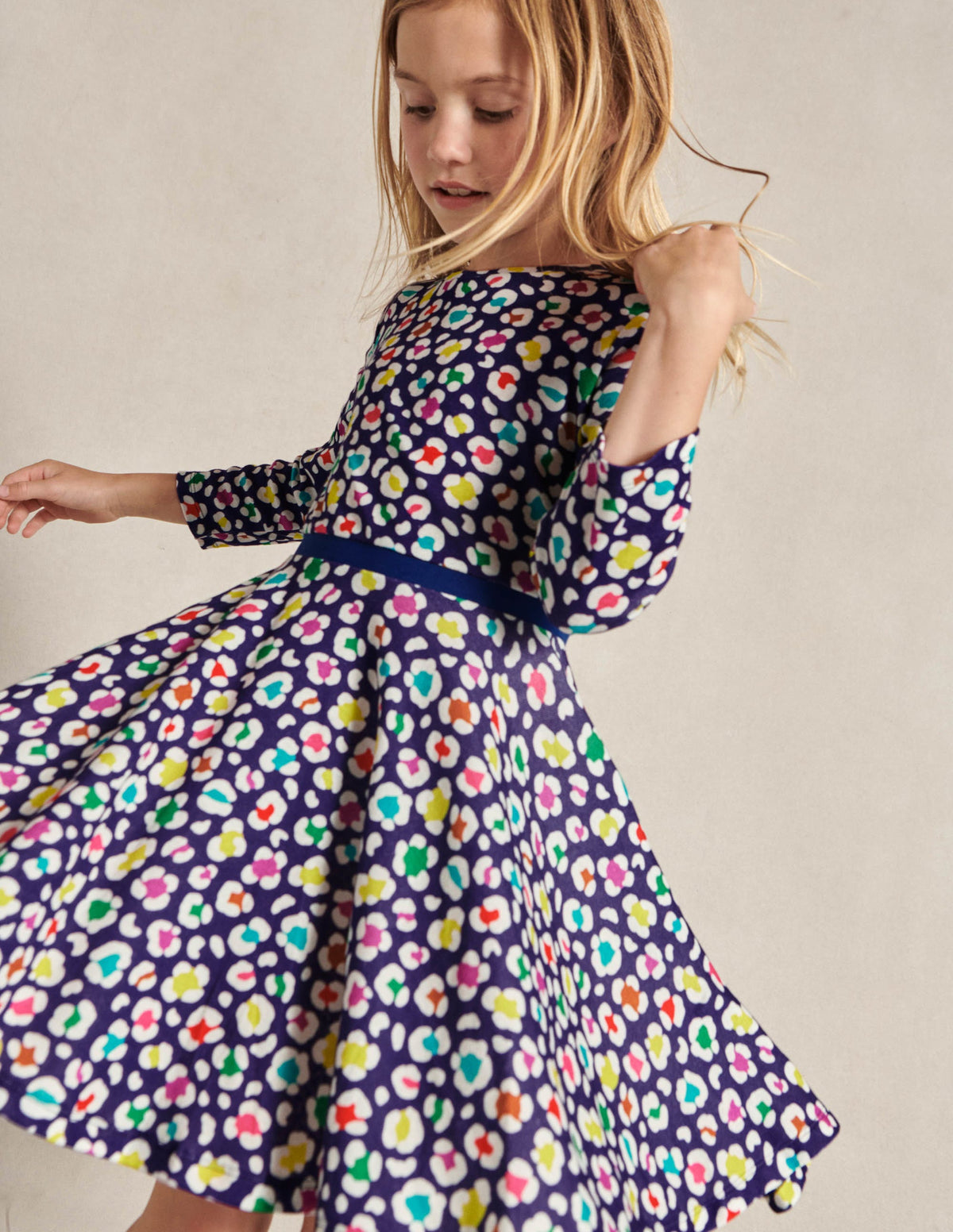 Skaterkleid mit Tellerrock-Segelblau, Leopard - Image 7