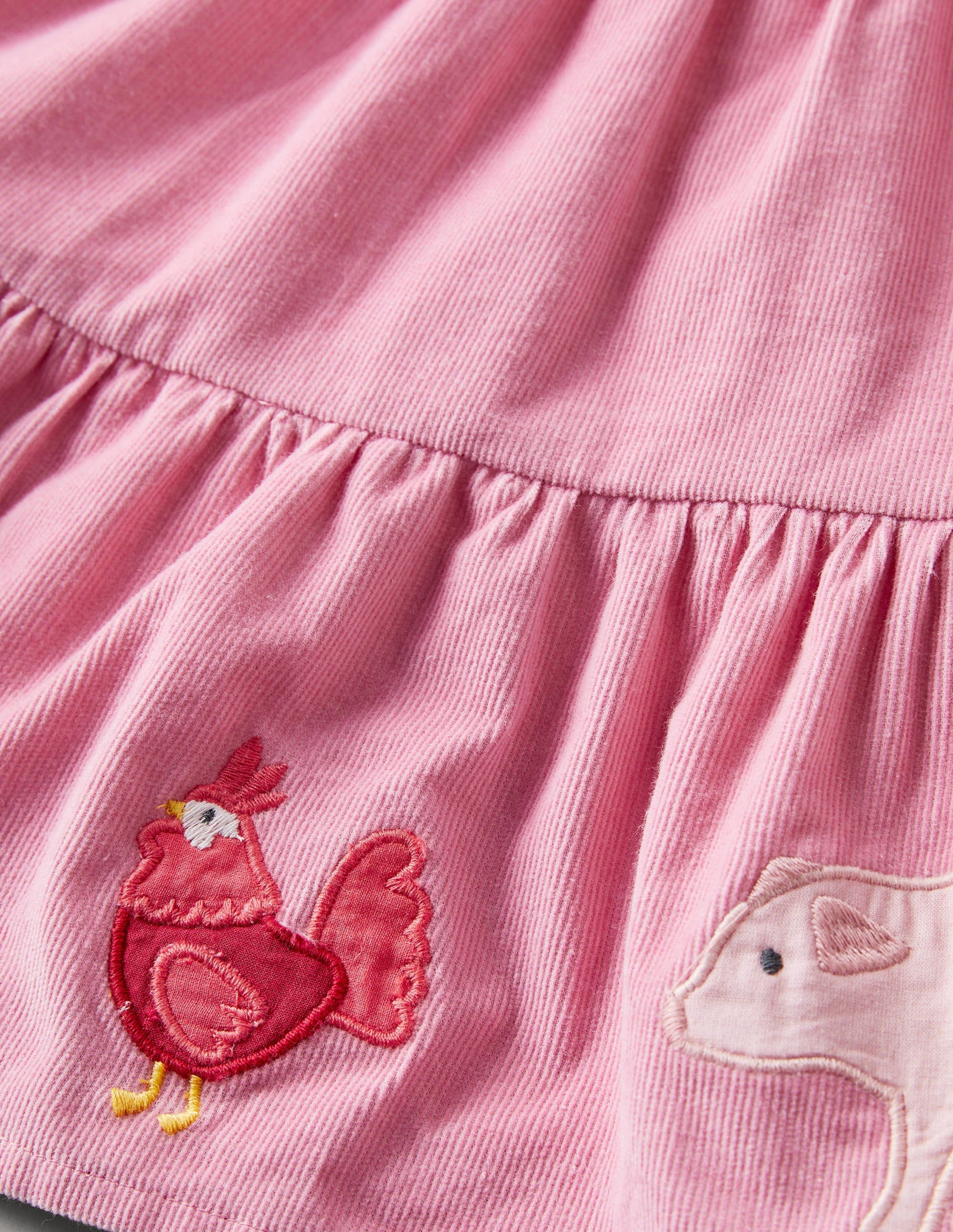 Jupe midi en velours côtelé à appliqué-Animaux de la ferme rose formica-3
