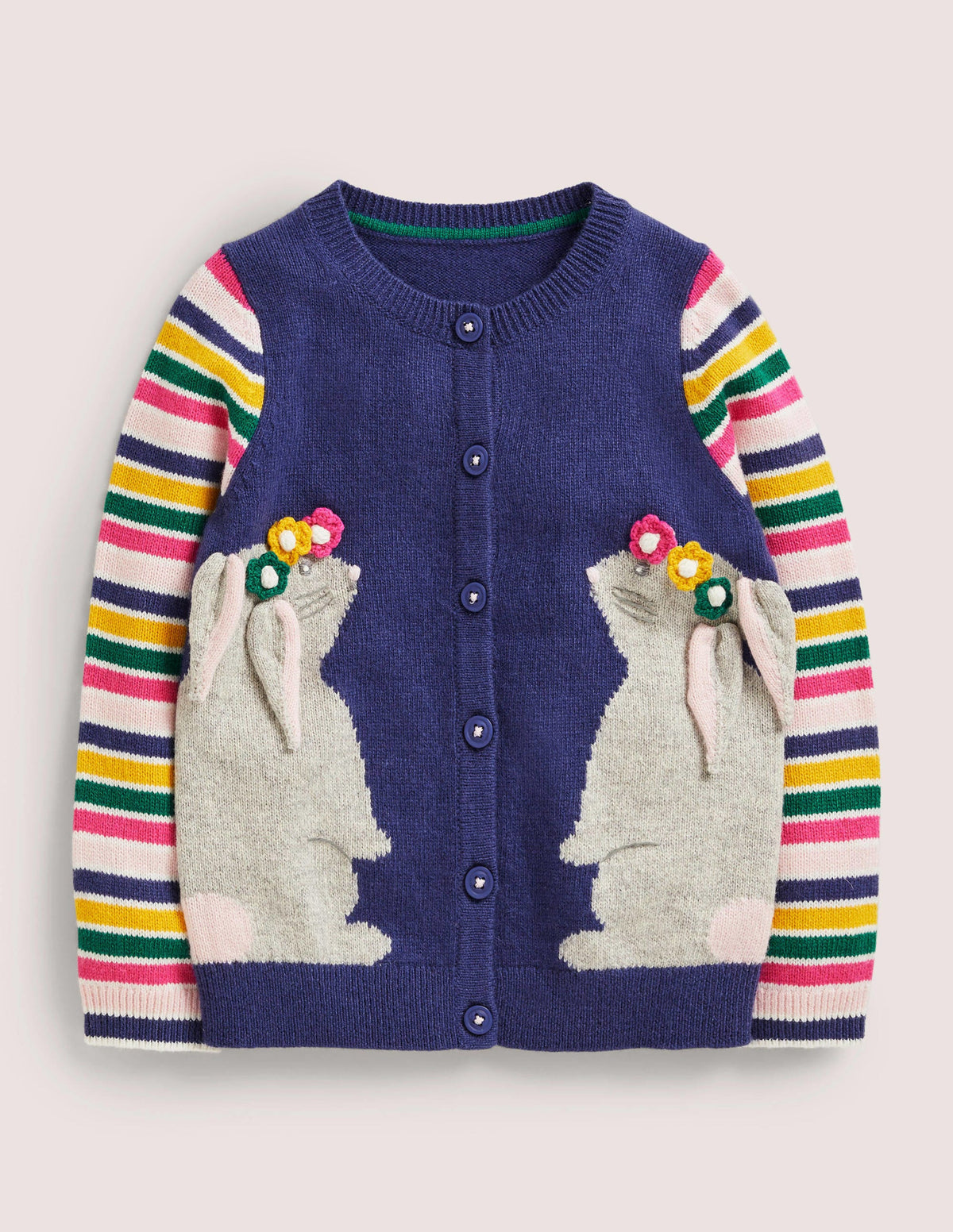Fröhlicher Cardigan-Bunt/Navy, Hasen-1