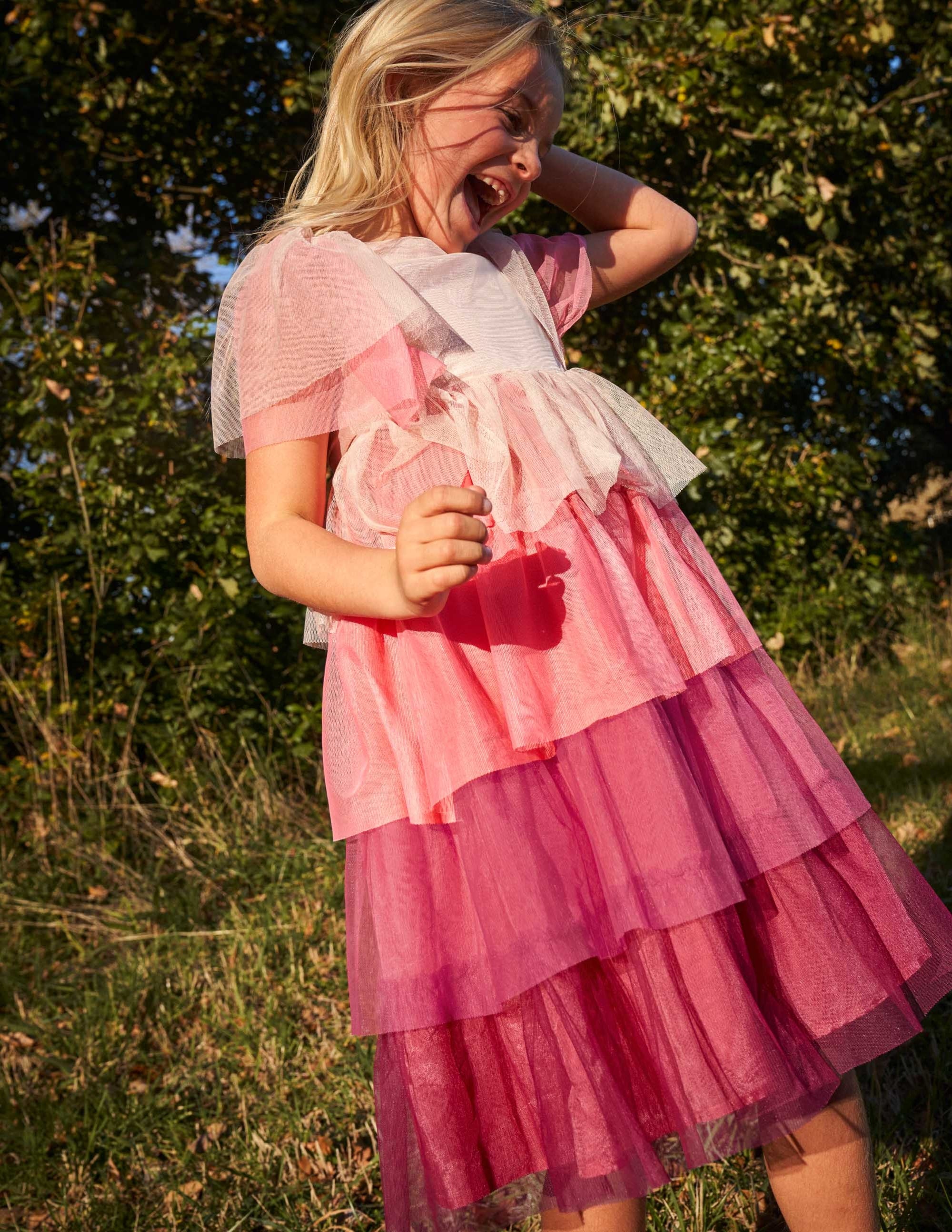 Robe à volants en tulle-Rose Provence poudré - Image 5