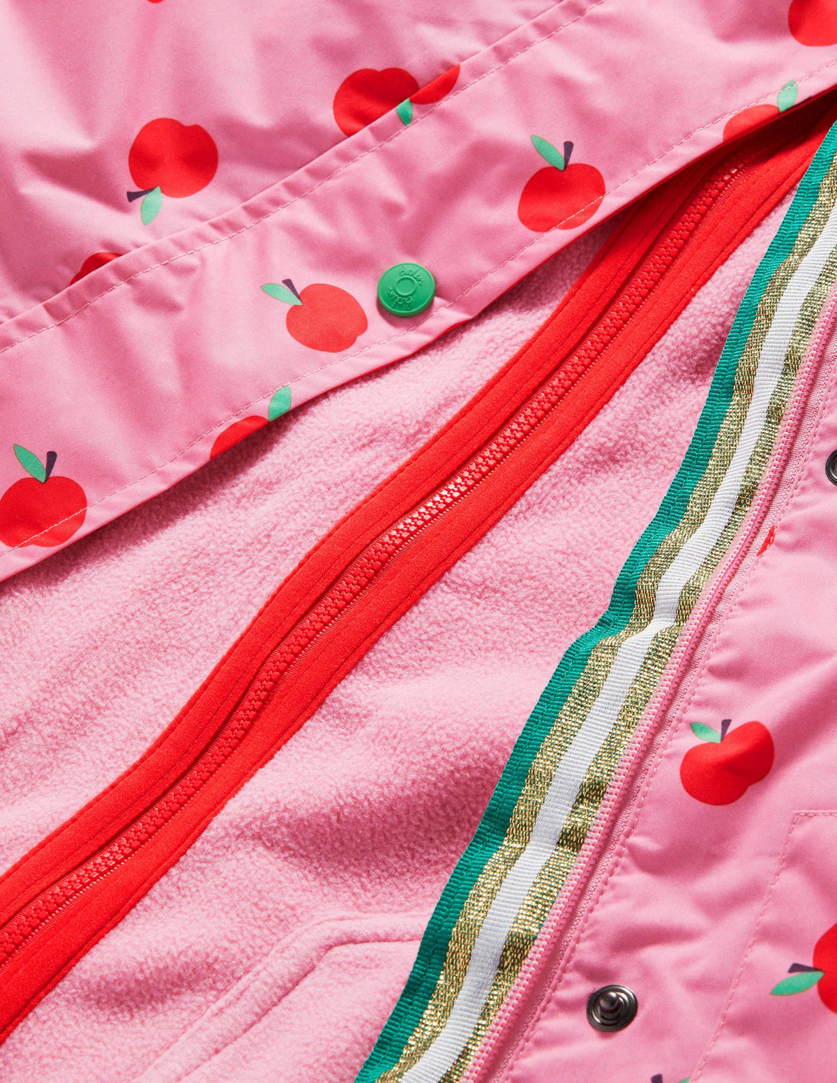 Pink Apple Print Waterproof Jacket-Kirschblütenrosa, Äpfel-3