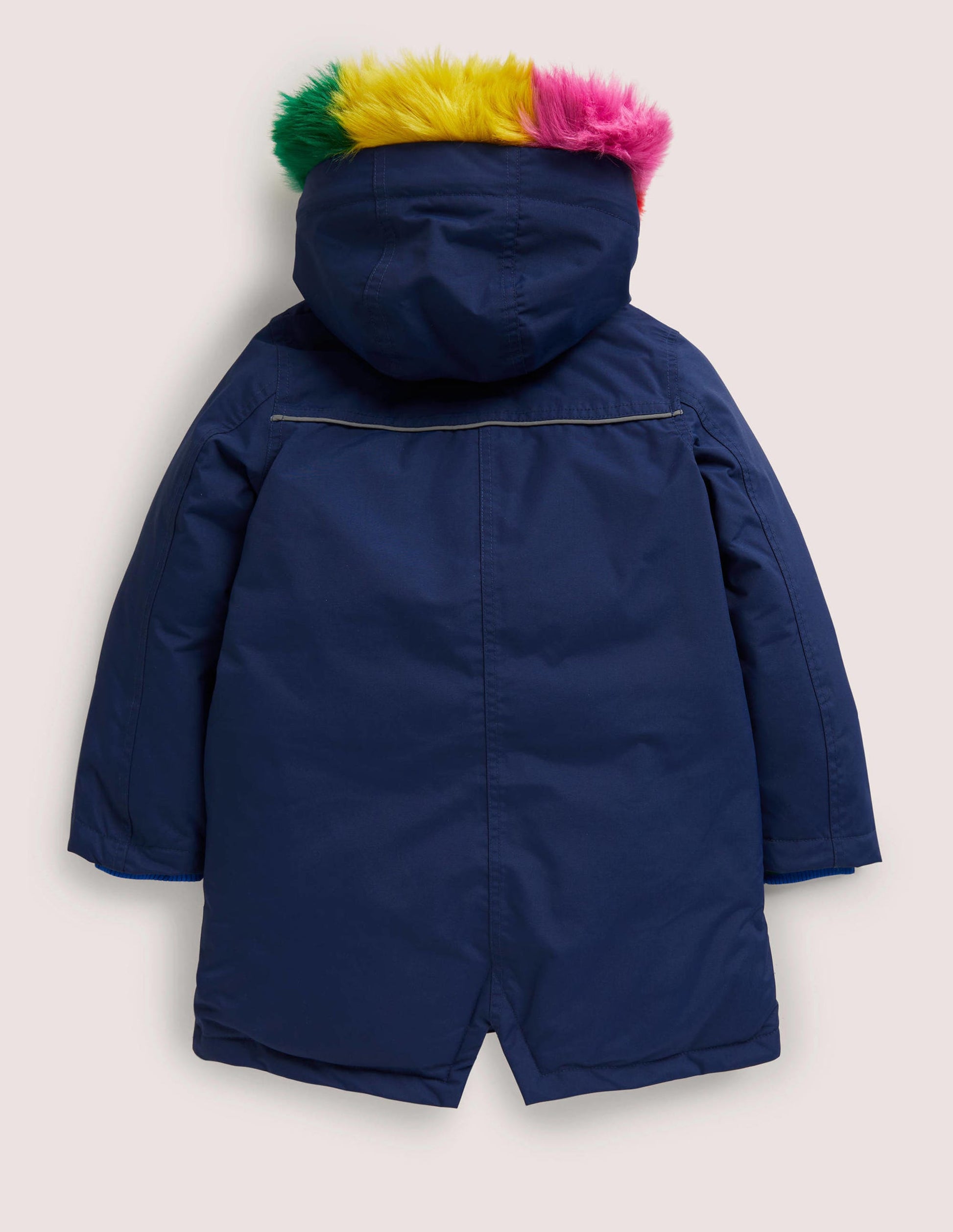 Navy Rainbow Hooded Waterproof Parka-Schuluniform-Navy-2